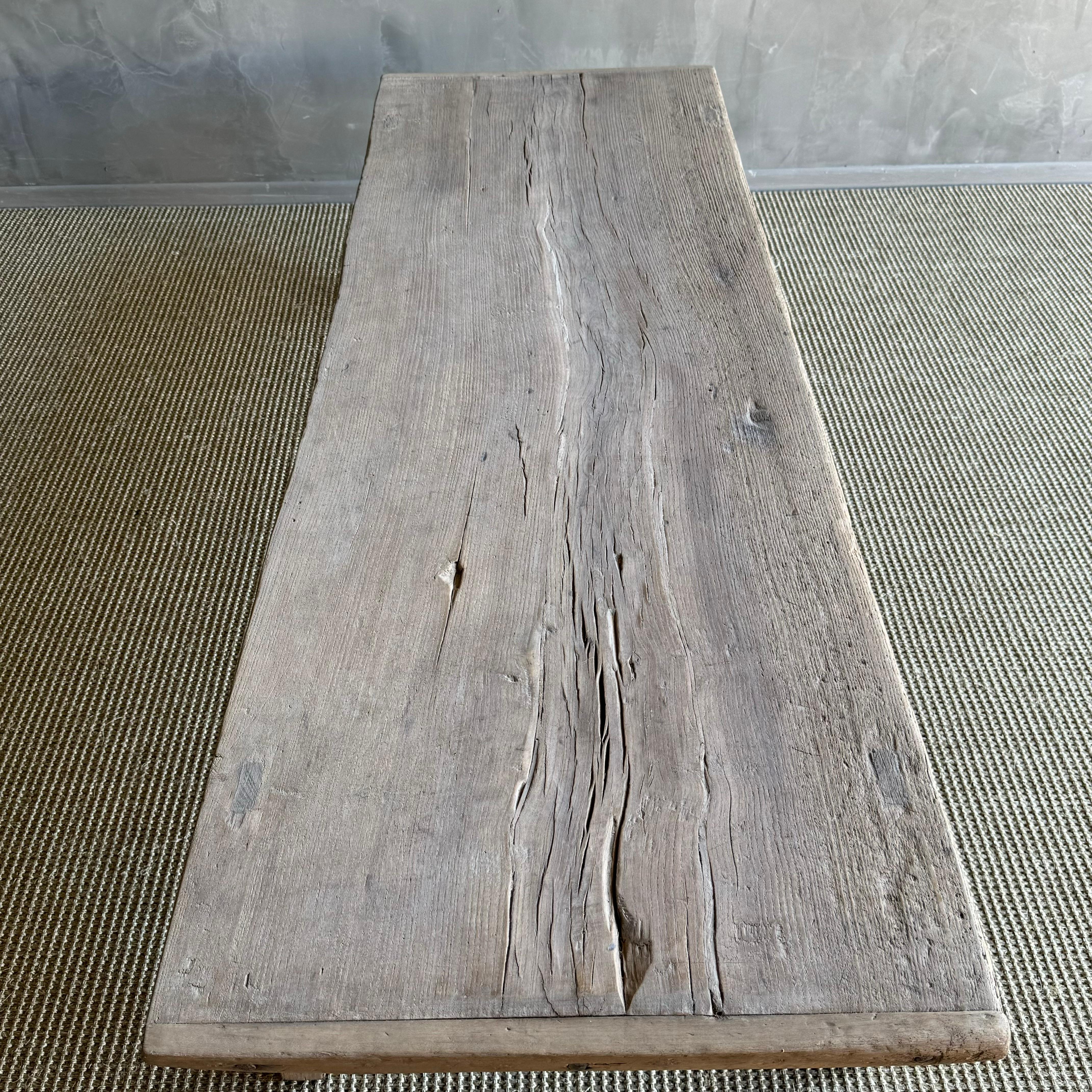 Vintage Ulme Wood Couchtisch 80
