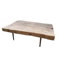 Vintage Elm Wood Coffee Table, Asia, Early 20th Century