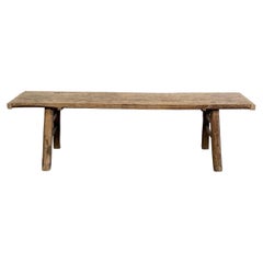 Vintage Elm Wood Coffee Table Bench