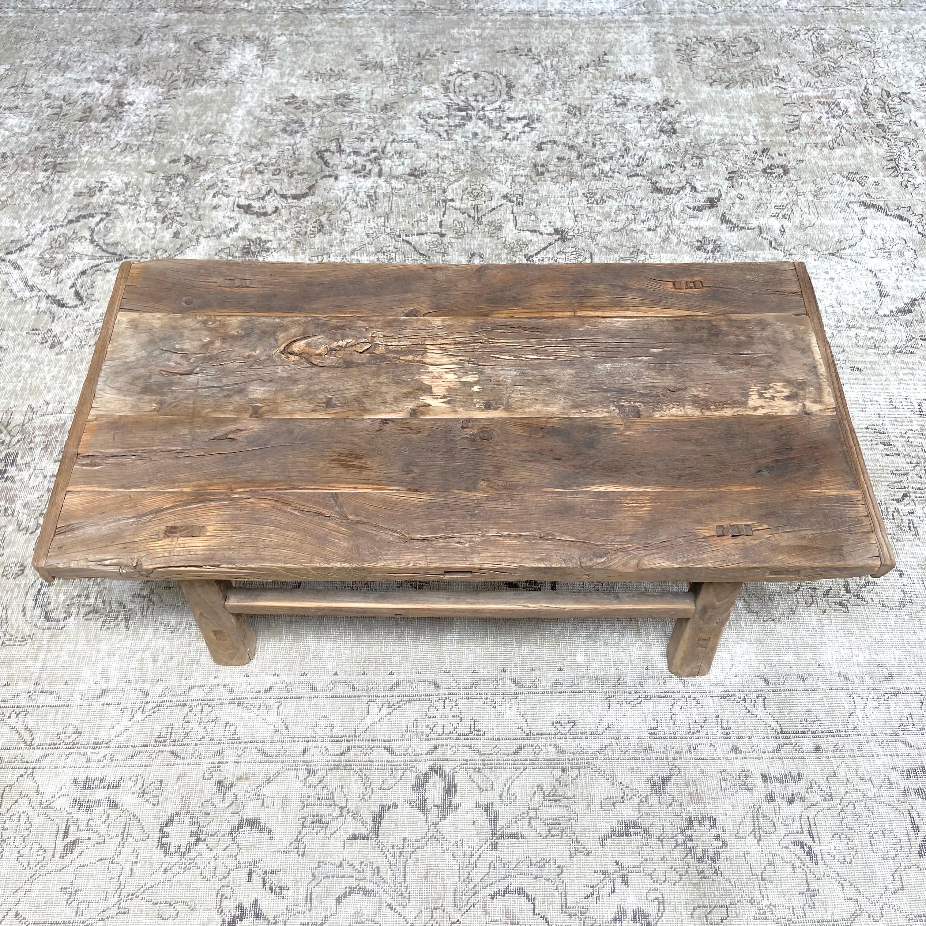 Vintage Elm Wood Coffee Table 6