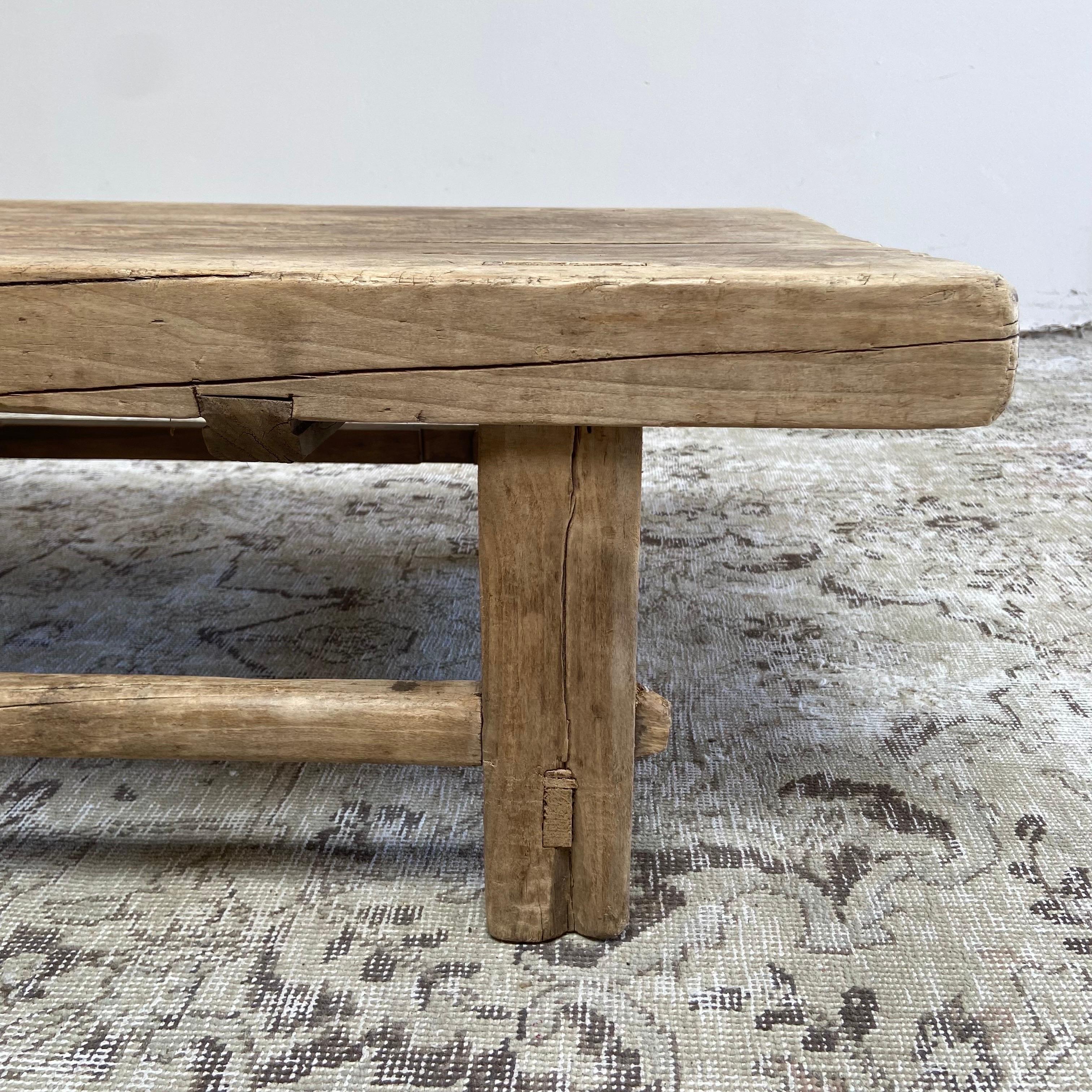 Vintage Elm Wood Coffee Table 5