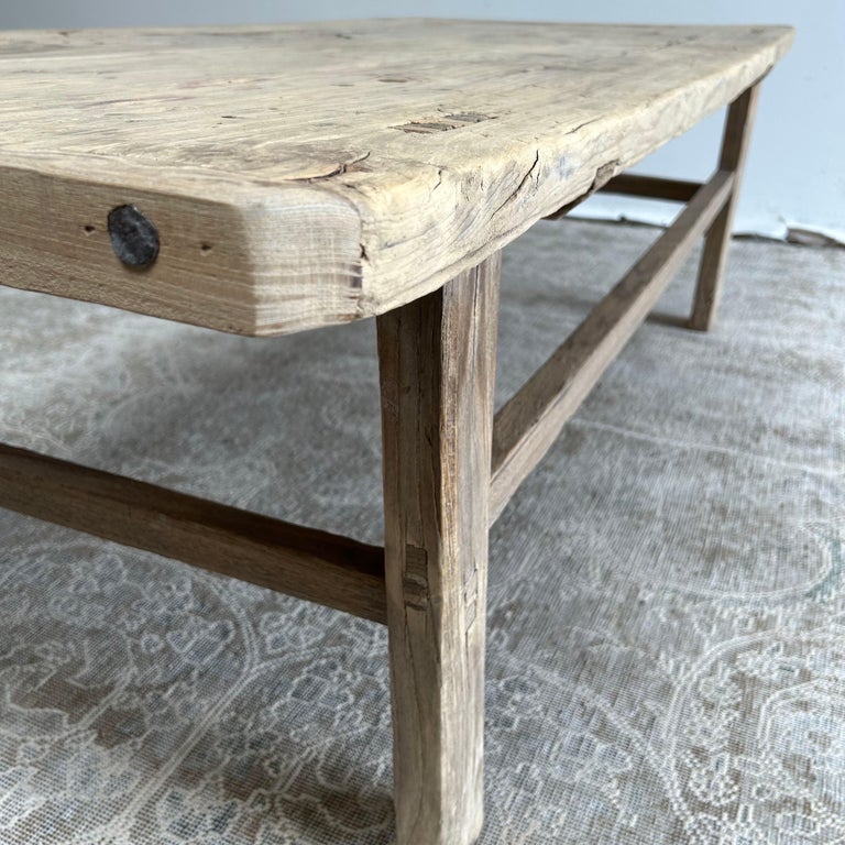 Vintage Elm Wood Coffee Table For Sale at 1stDibs