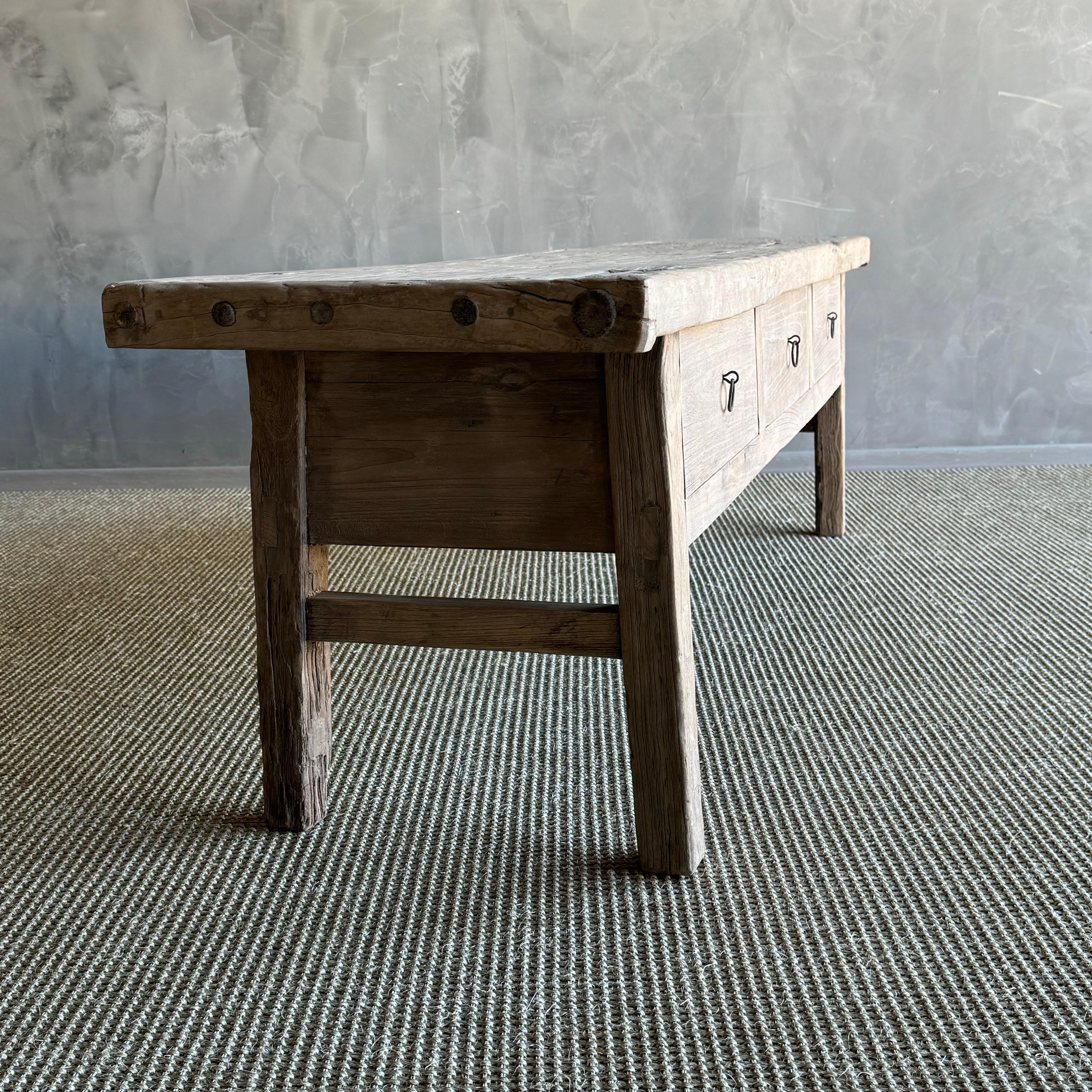 Vintage Elm Wood Coffee Table 5