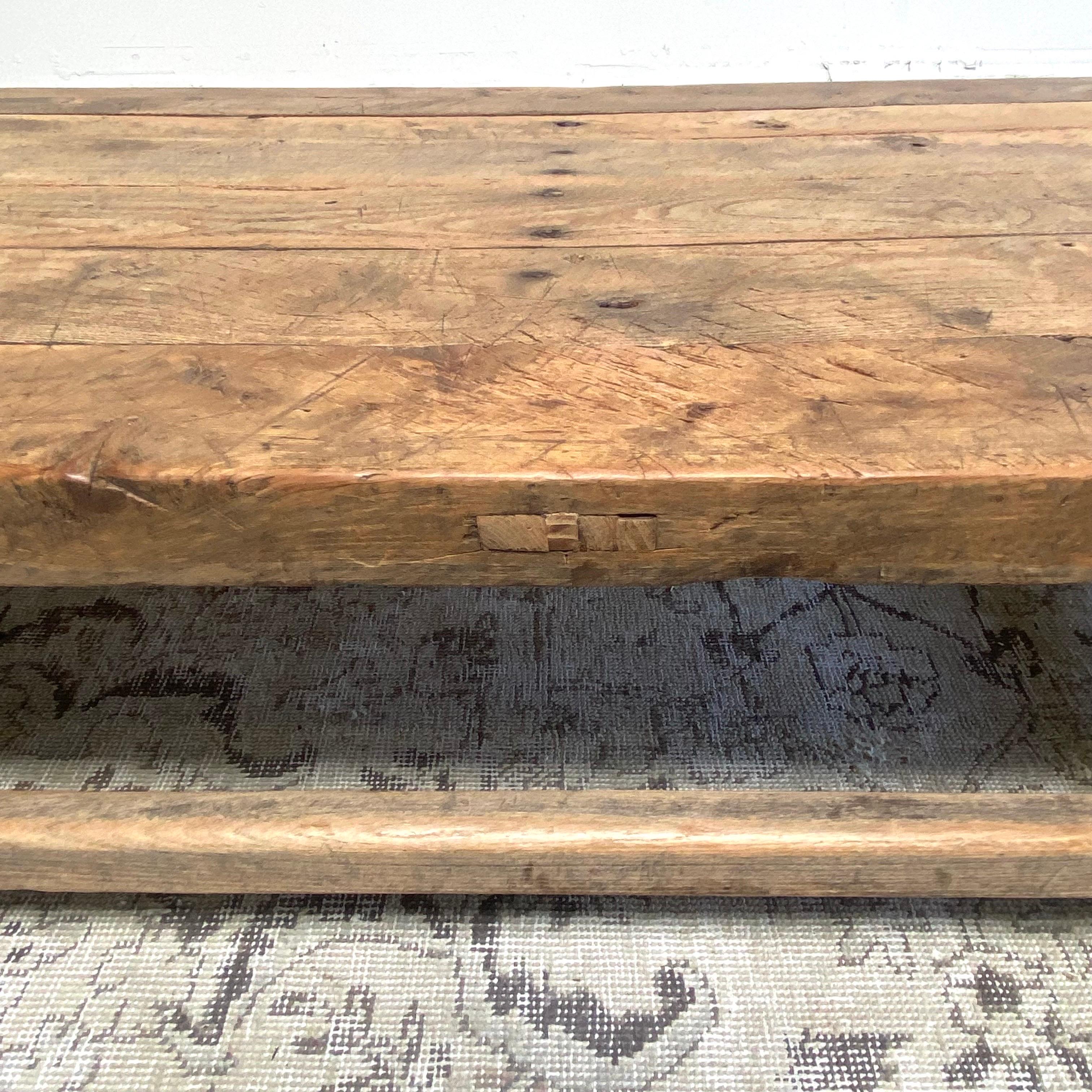 Vintage Elm Wood Coffee Table 6