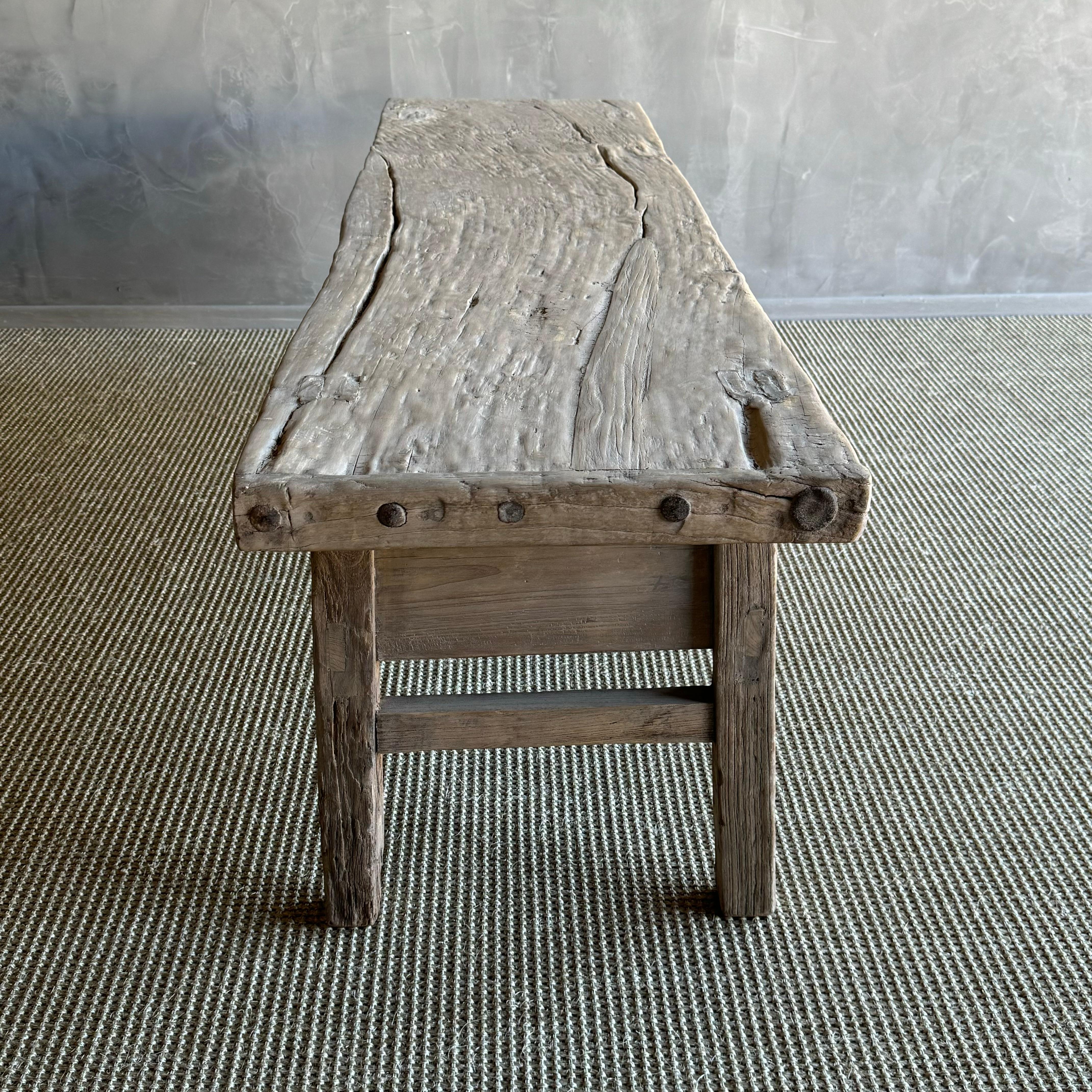 Vintage Elm Wood Coffee Table 6