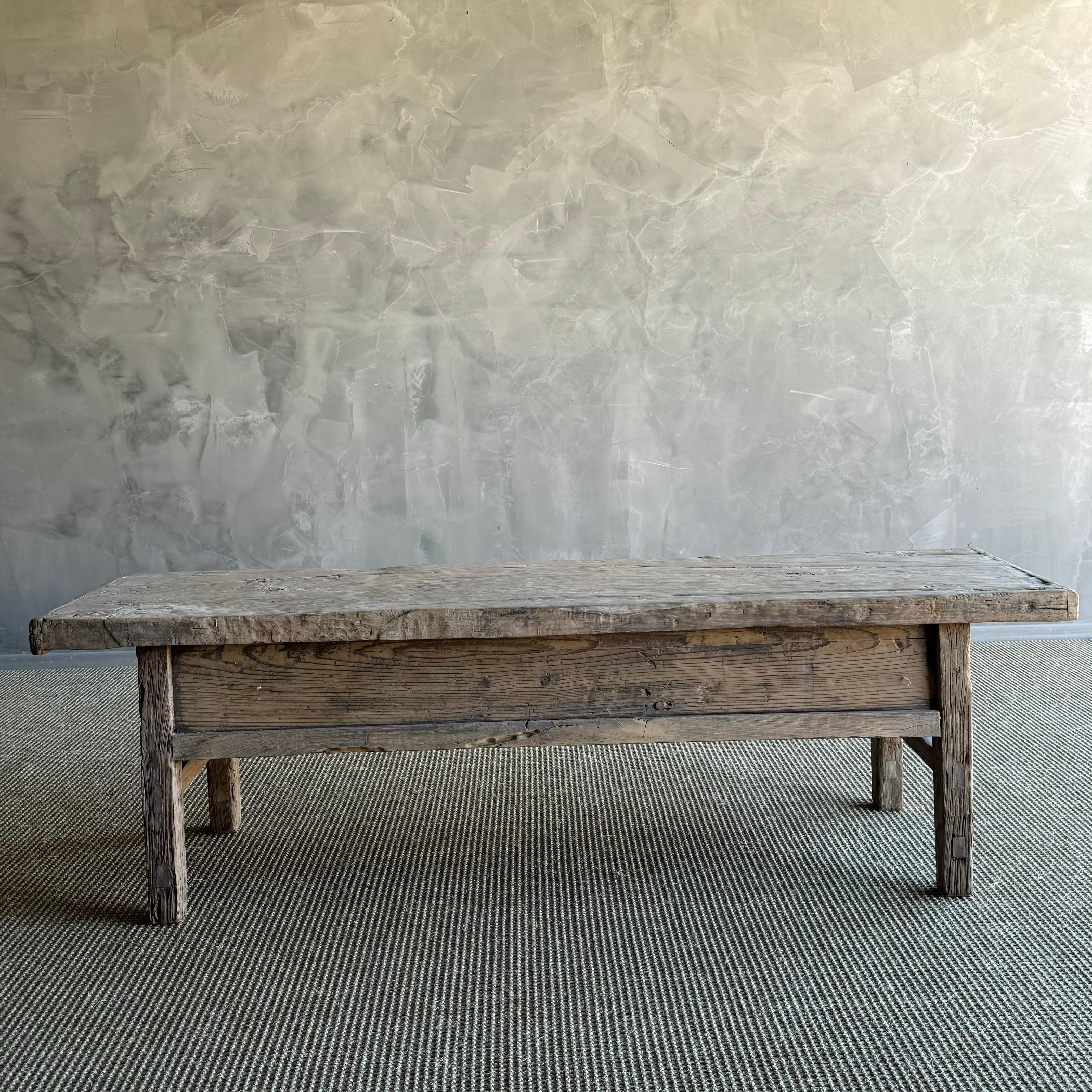 Vintage Elm Wood Coffee Table 7