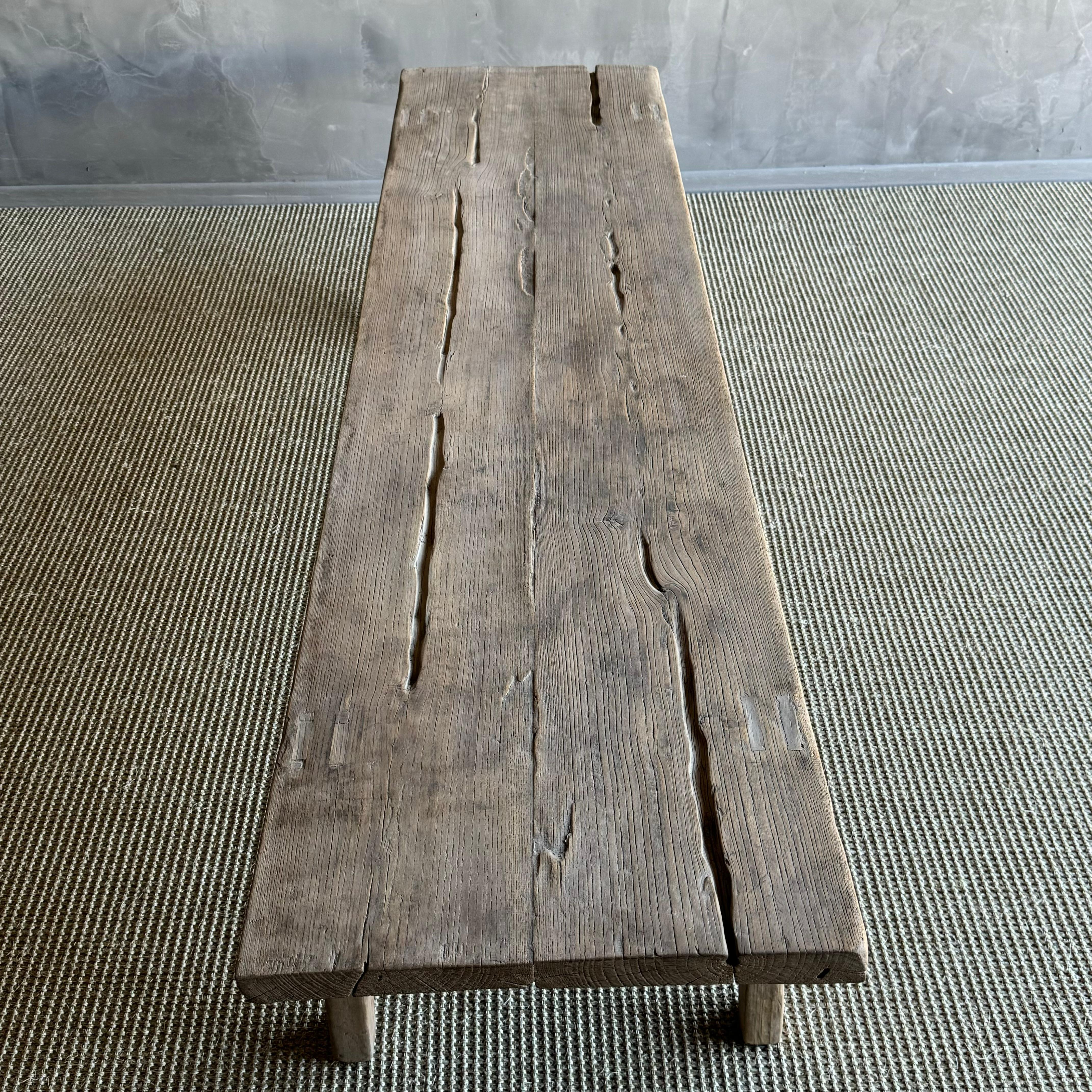 Vintage Ulme Holz Couchtisch im Angebot 6