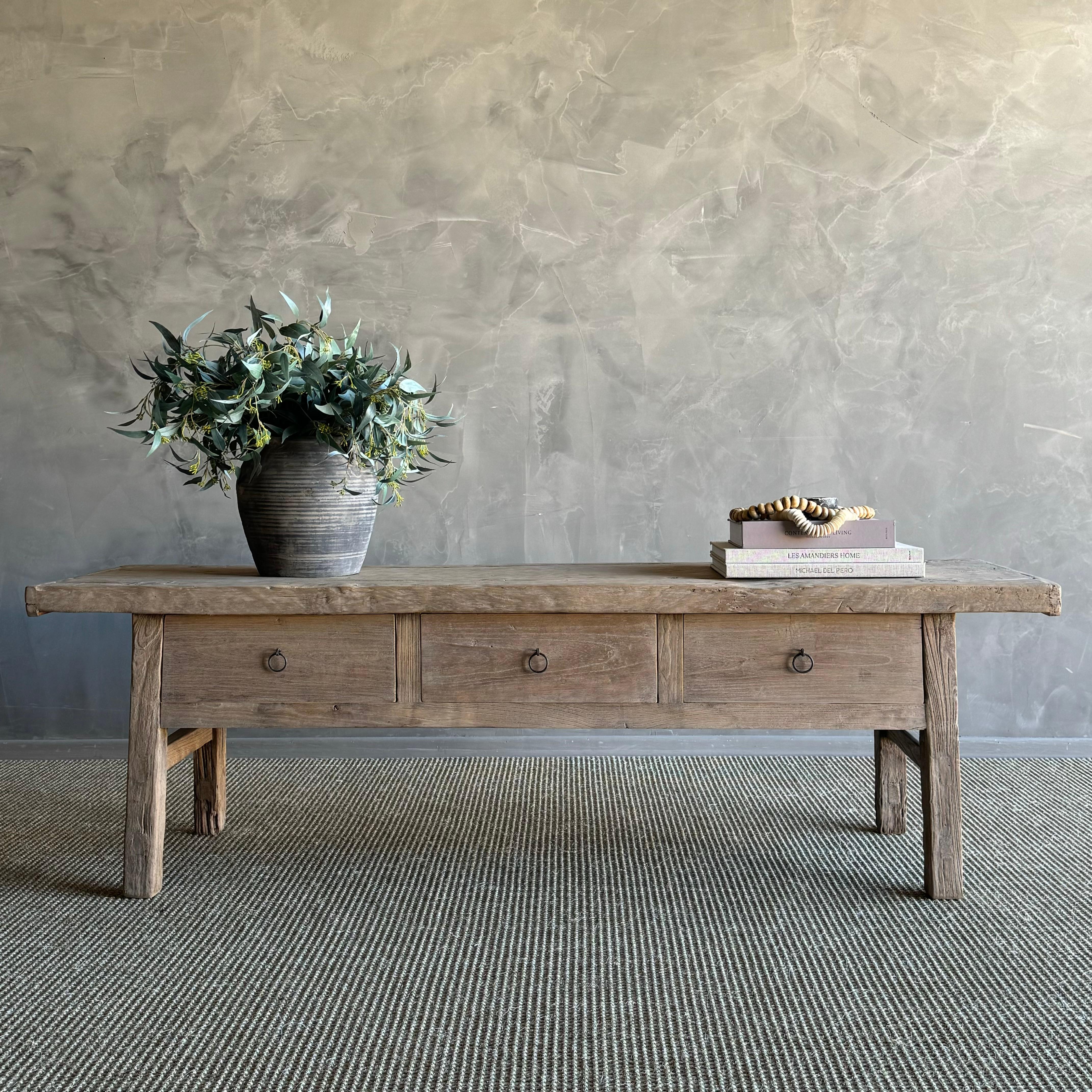 Vintage Elm Wood Coffee Table 8