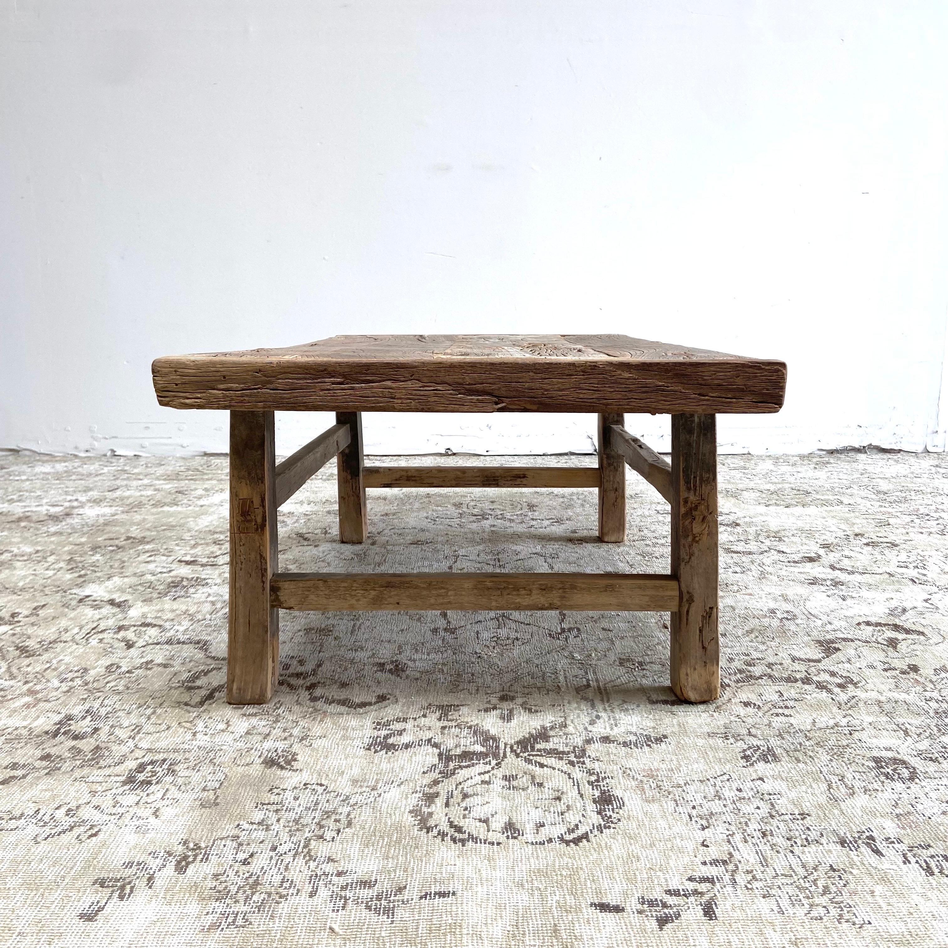 Vintage Elm Wood Coffee Table In Good Condition In Brea, CA