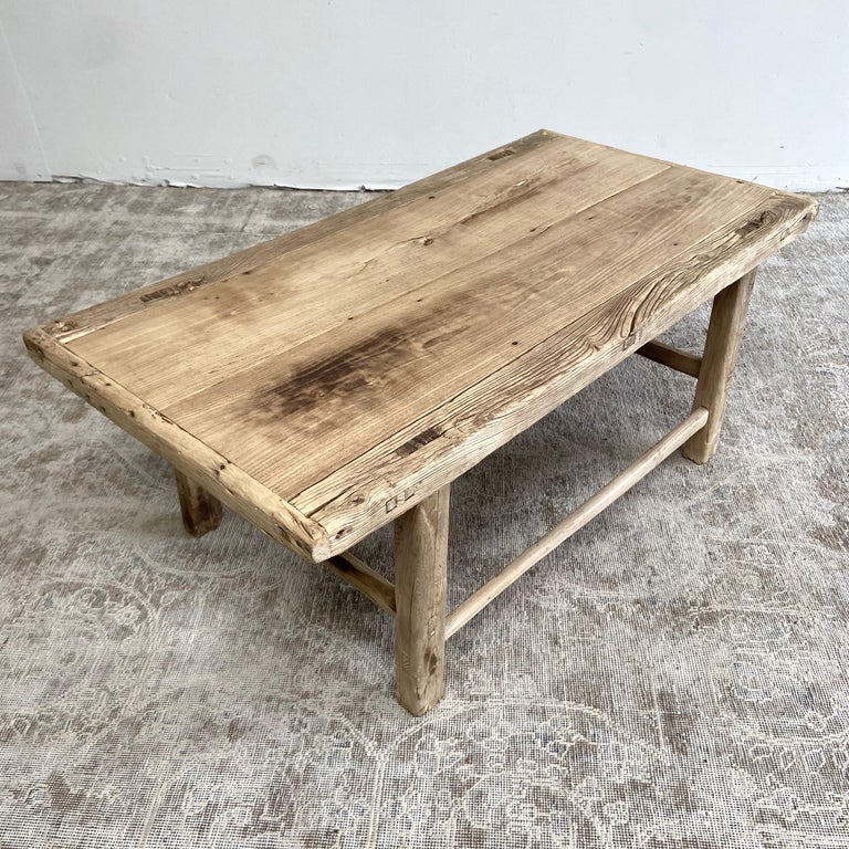 Vintage Elm Wood Coffee Table For Sale at 1stDibs