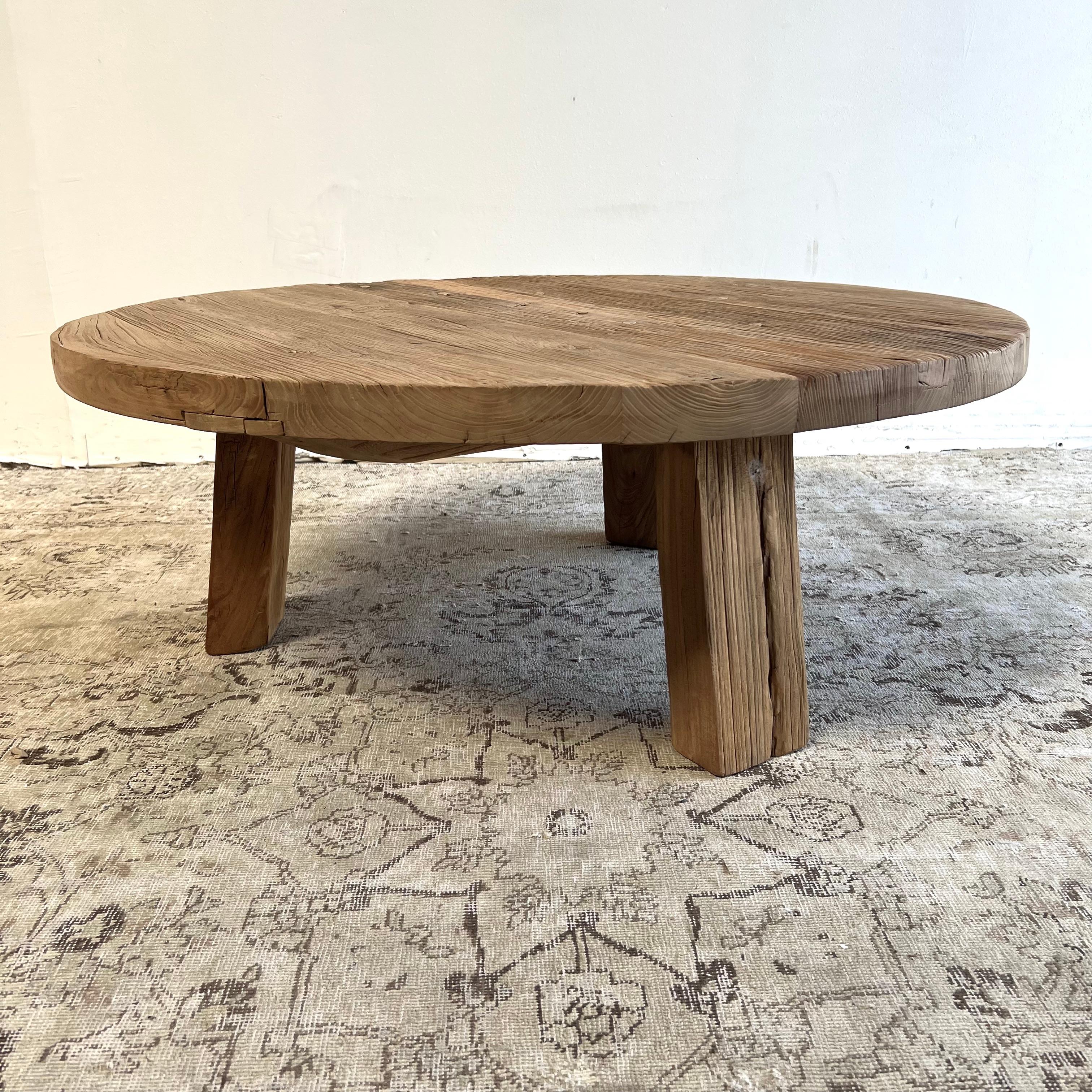 Vintage Elm Wood Coffee Table In Good Condition In Brea, CA