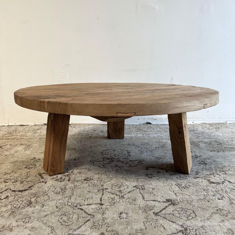 Vintage Elm Wood Coffee Table at 1stDibs