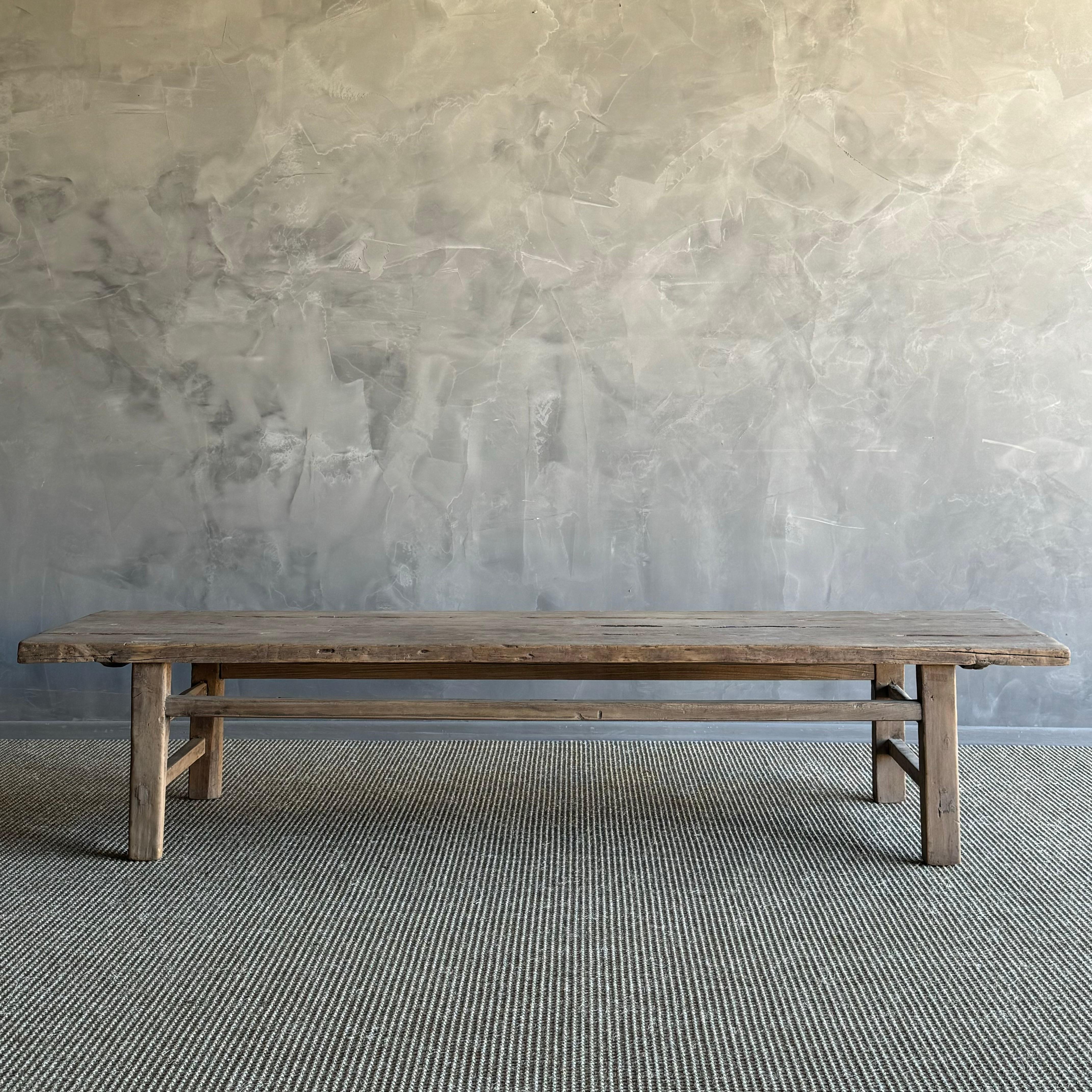 Vintage Ulme Holz Couchtisch im Zustand „Gut“ im Angebot in Old Town Orange, CA
