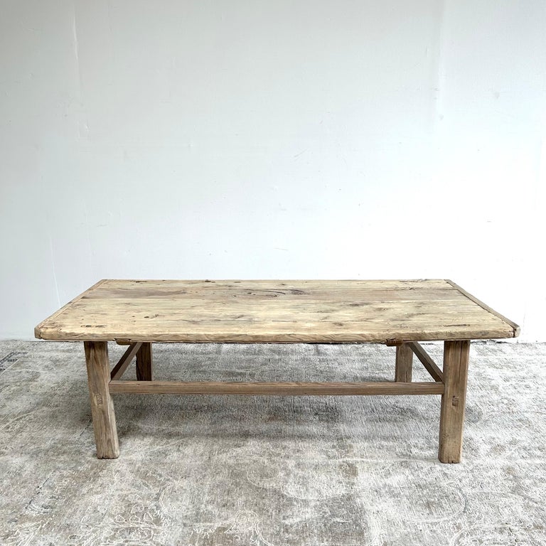 Vintage Elm Wood Coffee Table For Sale at 1stDibs