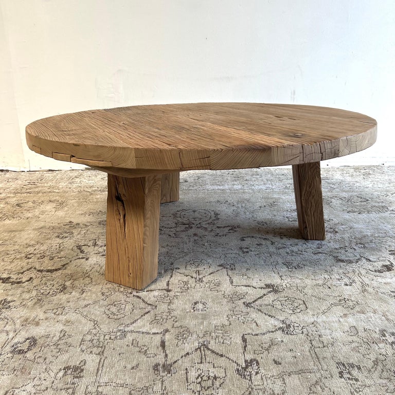 Vintage Elm Wood Coffee Table at 1stDibs
