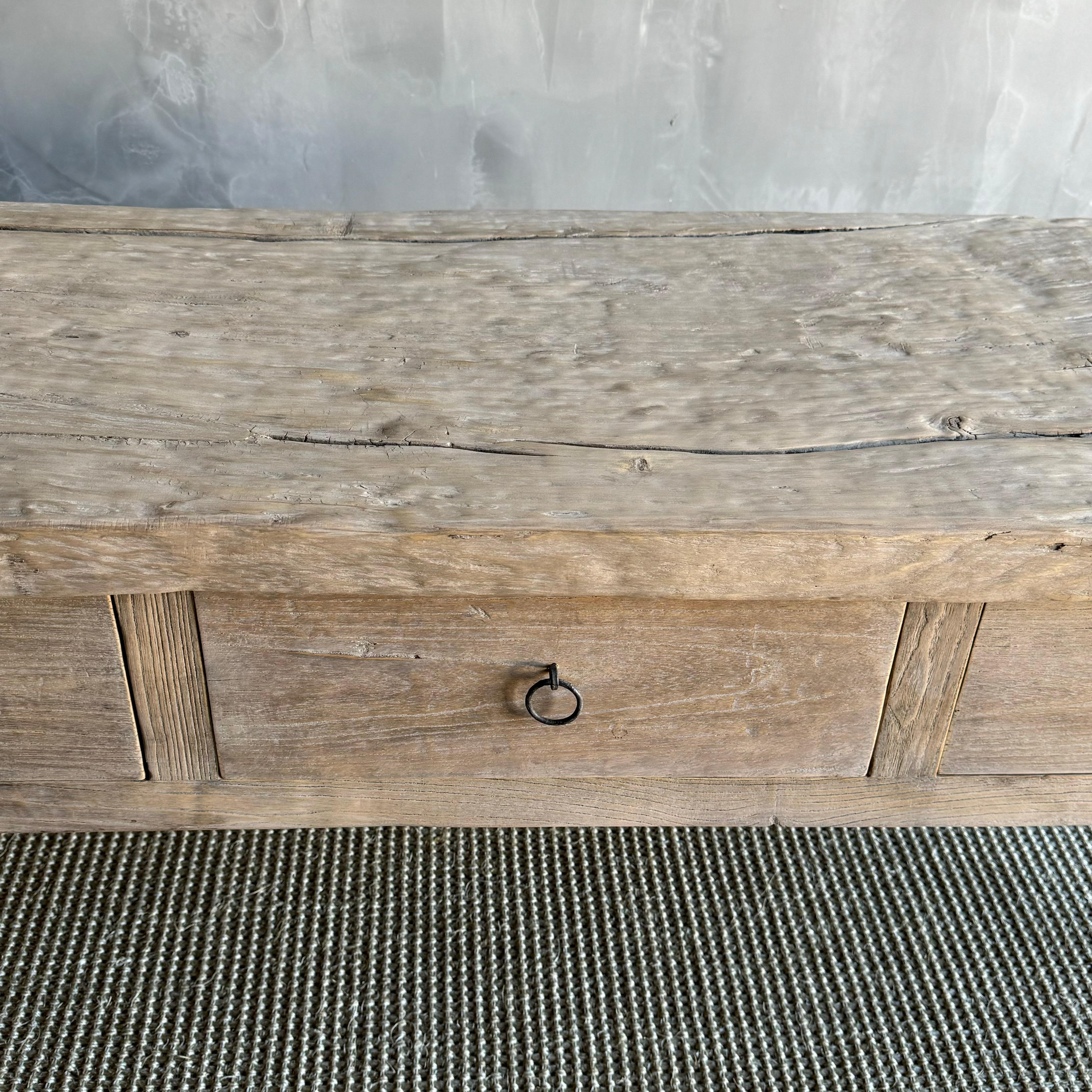 20th Century Vintage Elm Wood Coffee Table