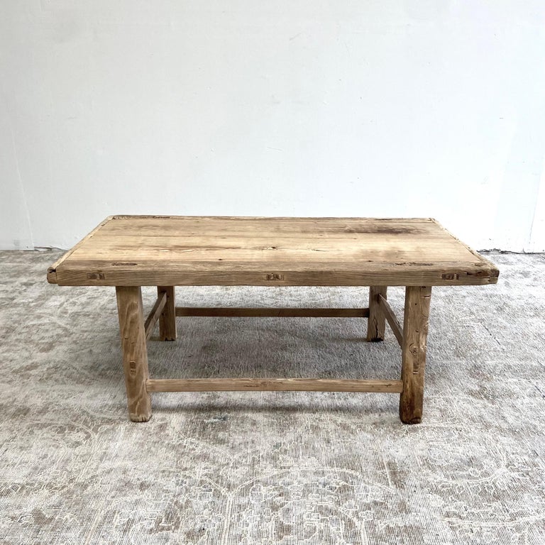 Vintage Elm Wood Coffee Table For Sale at 1stDibs