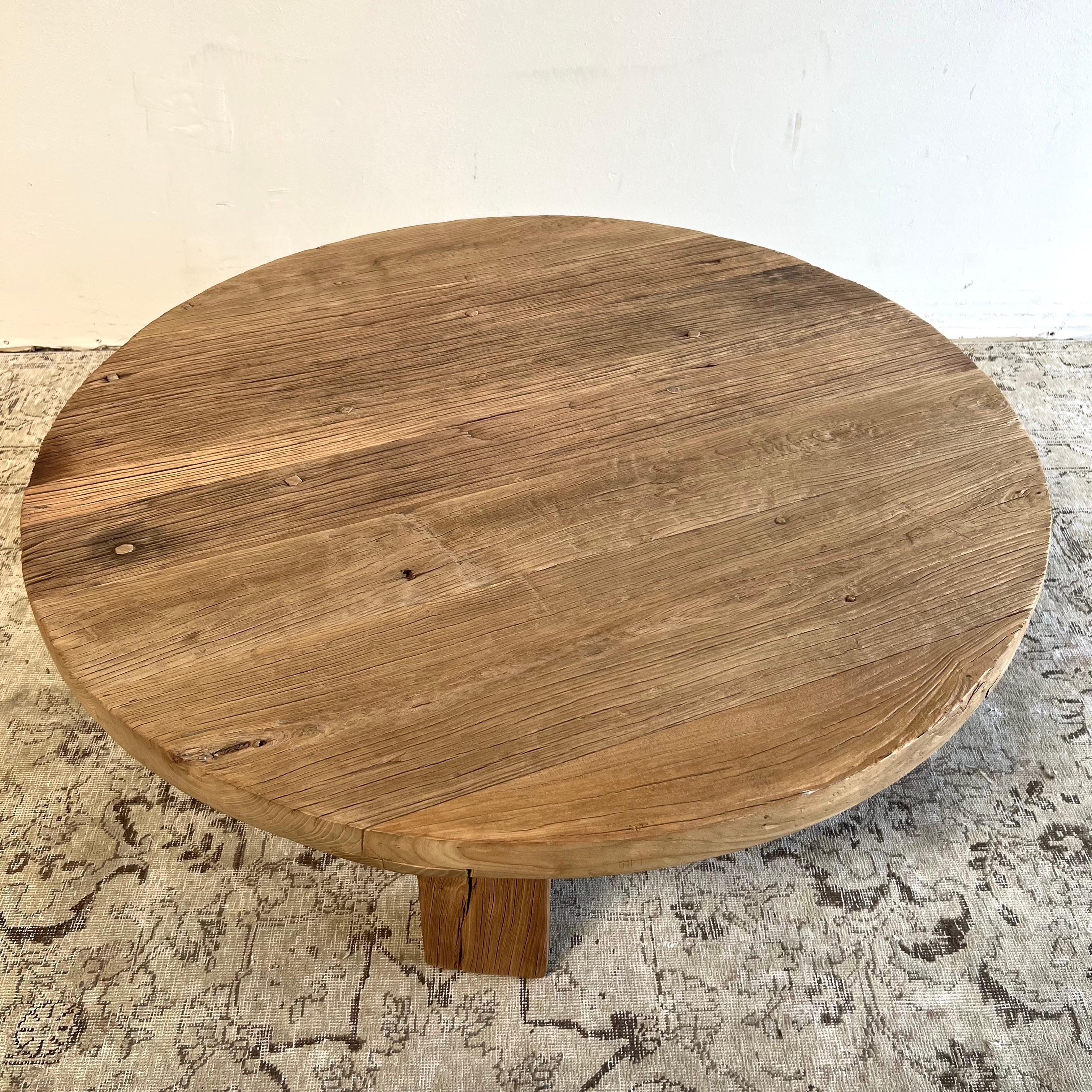 Vintage Elm Wood Coffee Table 2