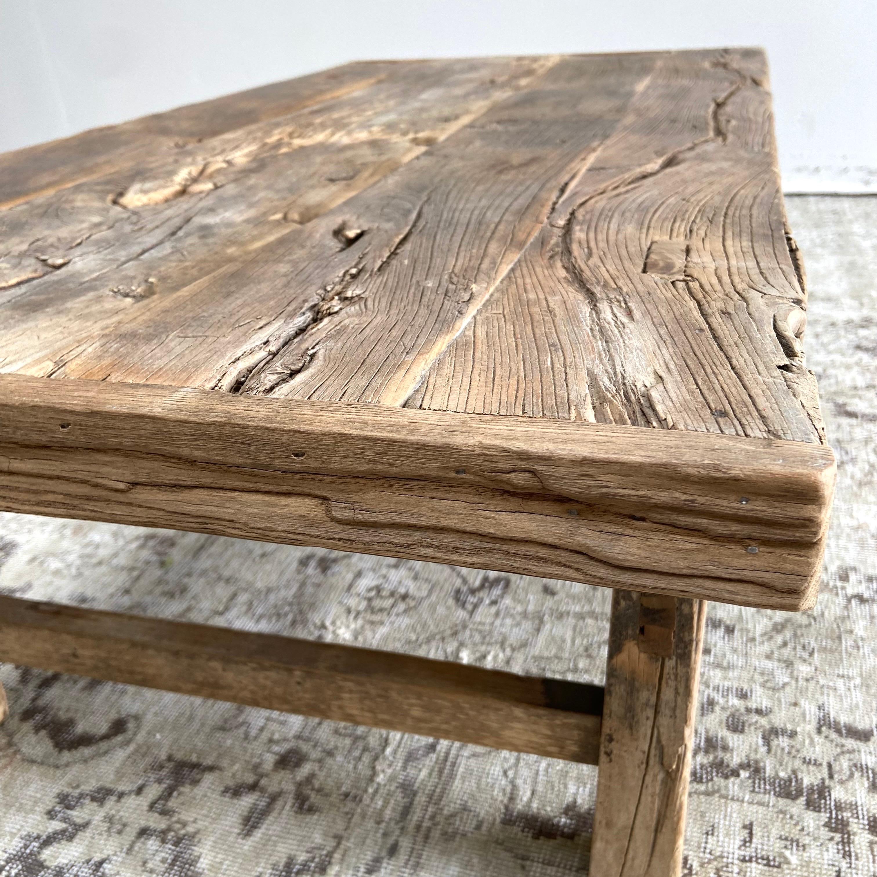 Vintage Elm Wood Coffee Table 3