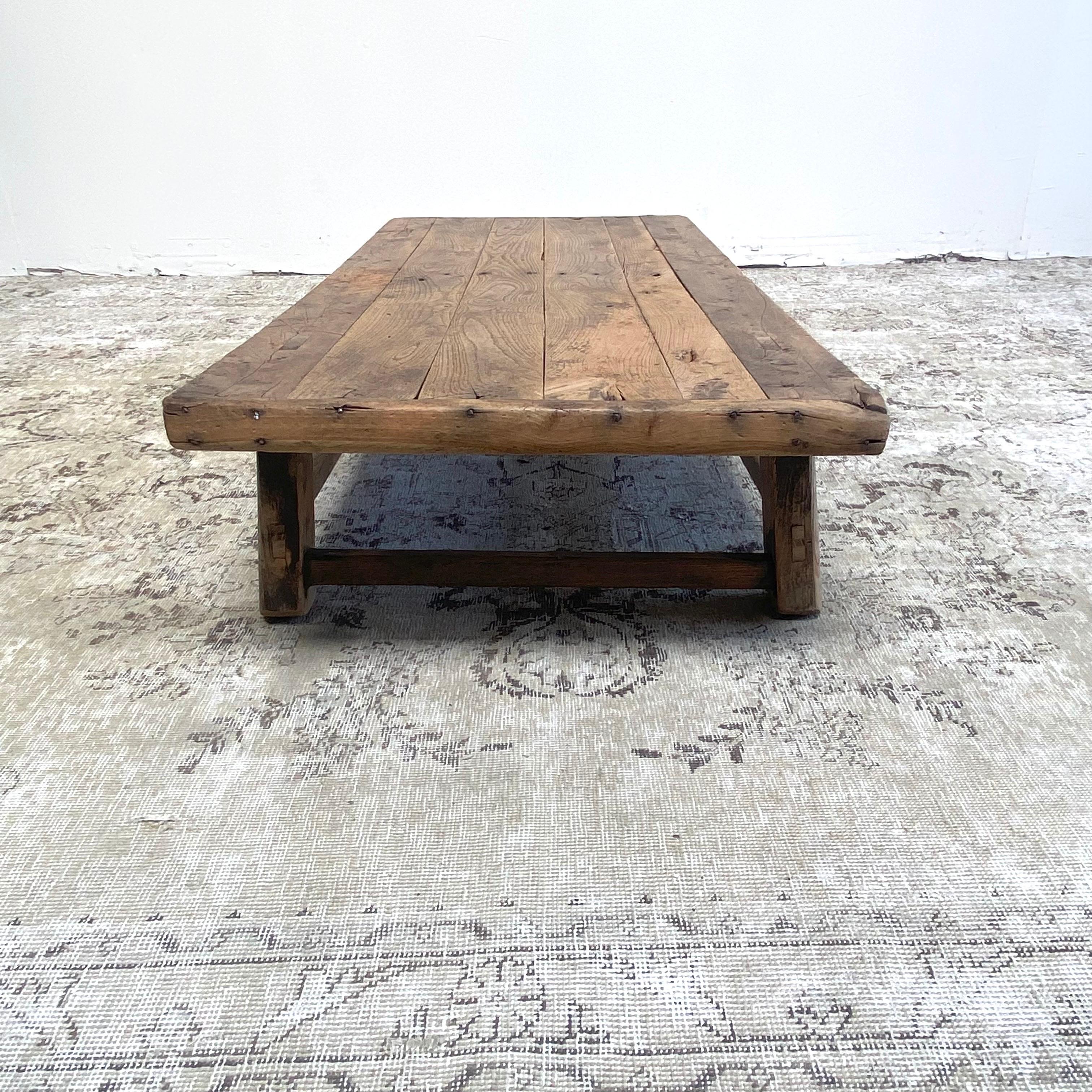 Vintage Elm Wood Coffee Table 2