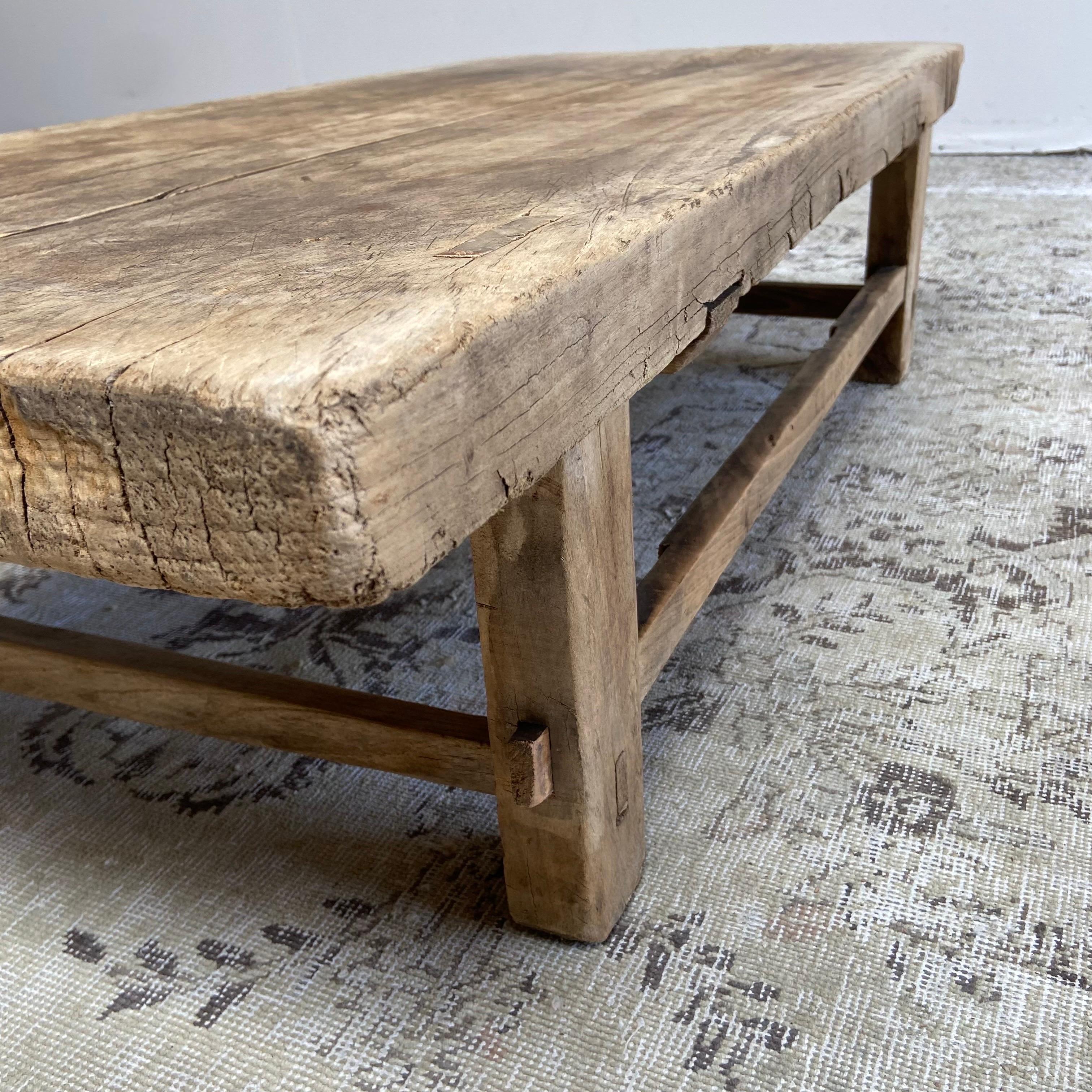 Vintage Elm Wood Coffee Table 2