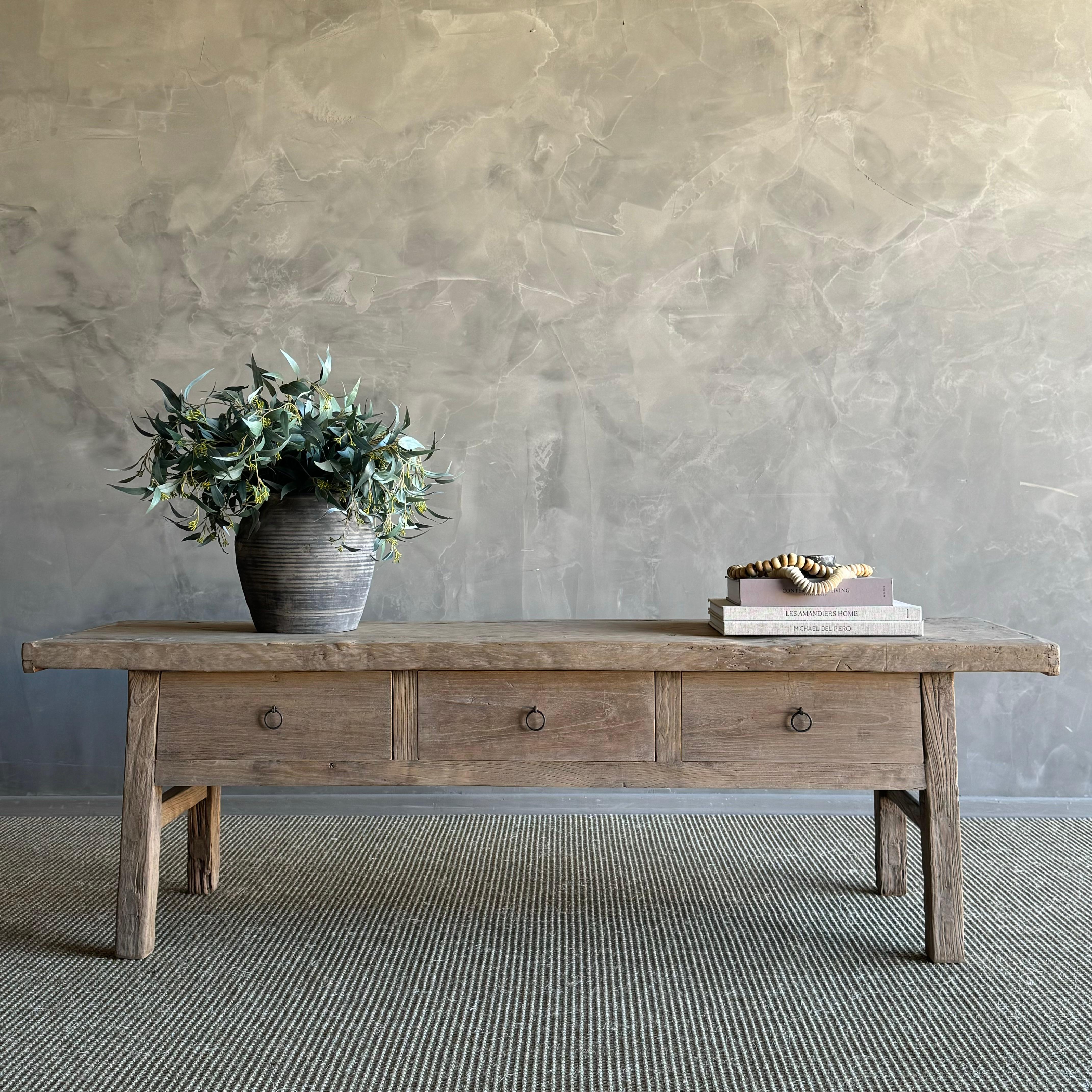Vintage Elm Wood Coffee Table 2