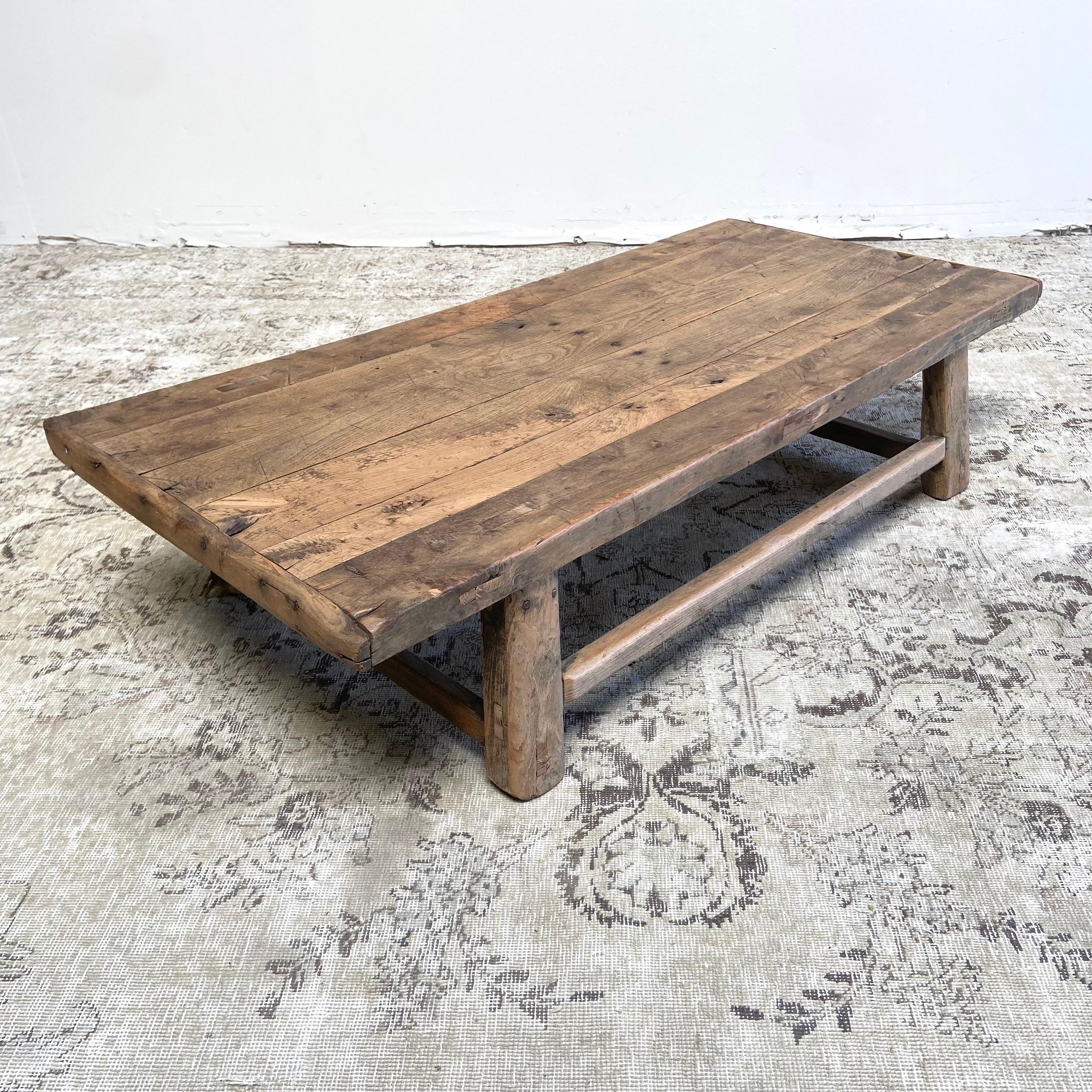 Vintage Elm Wood Coffee Table 3