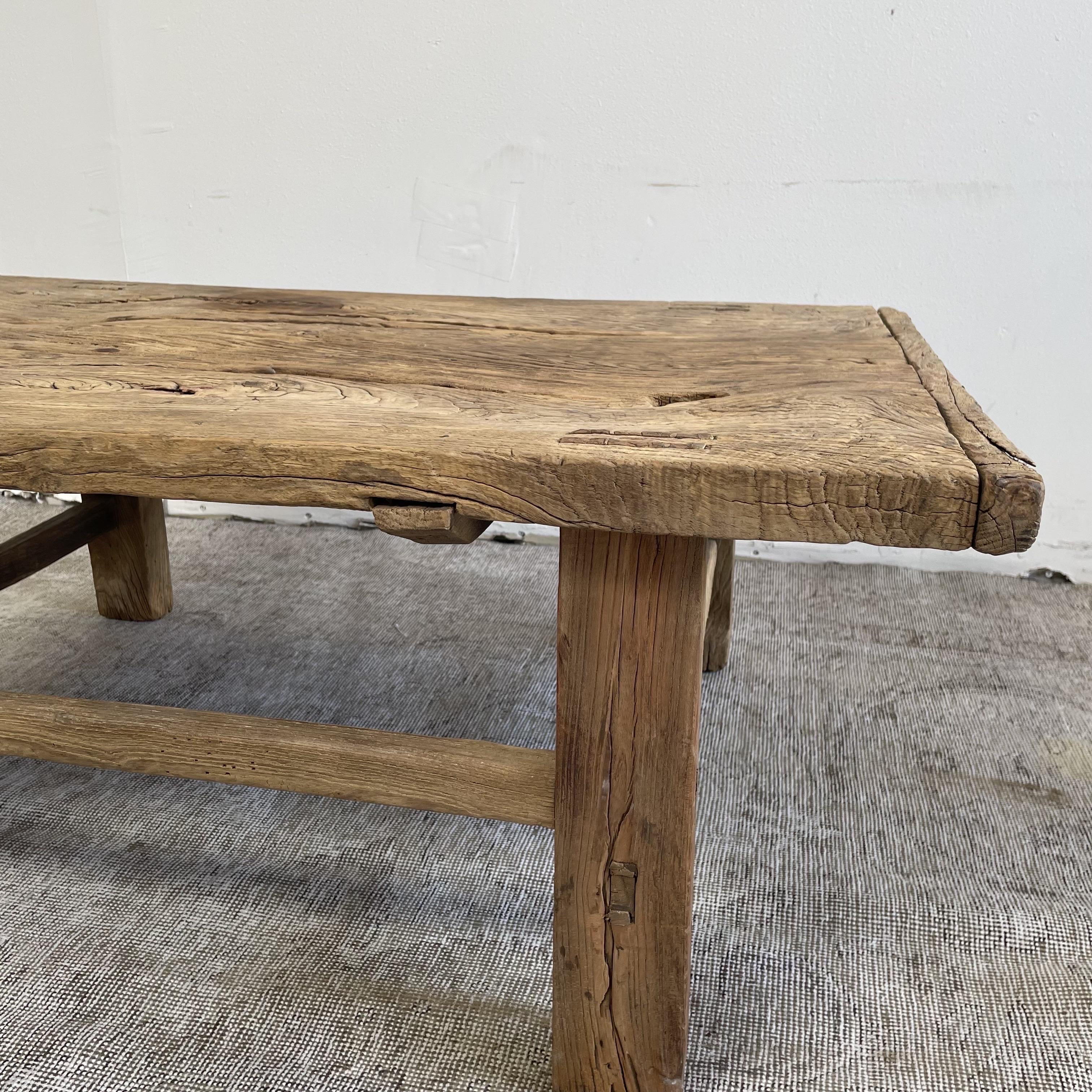 Vintage Elm Wood Coffee Table 2