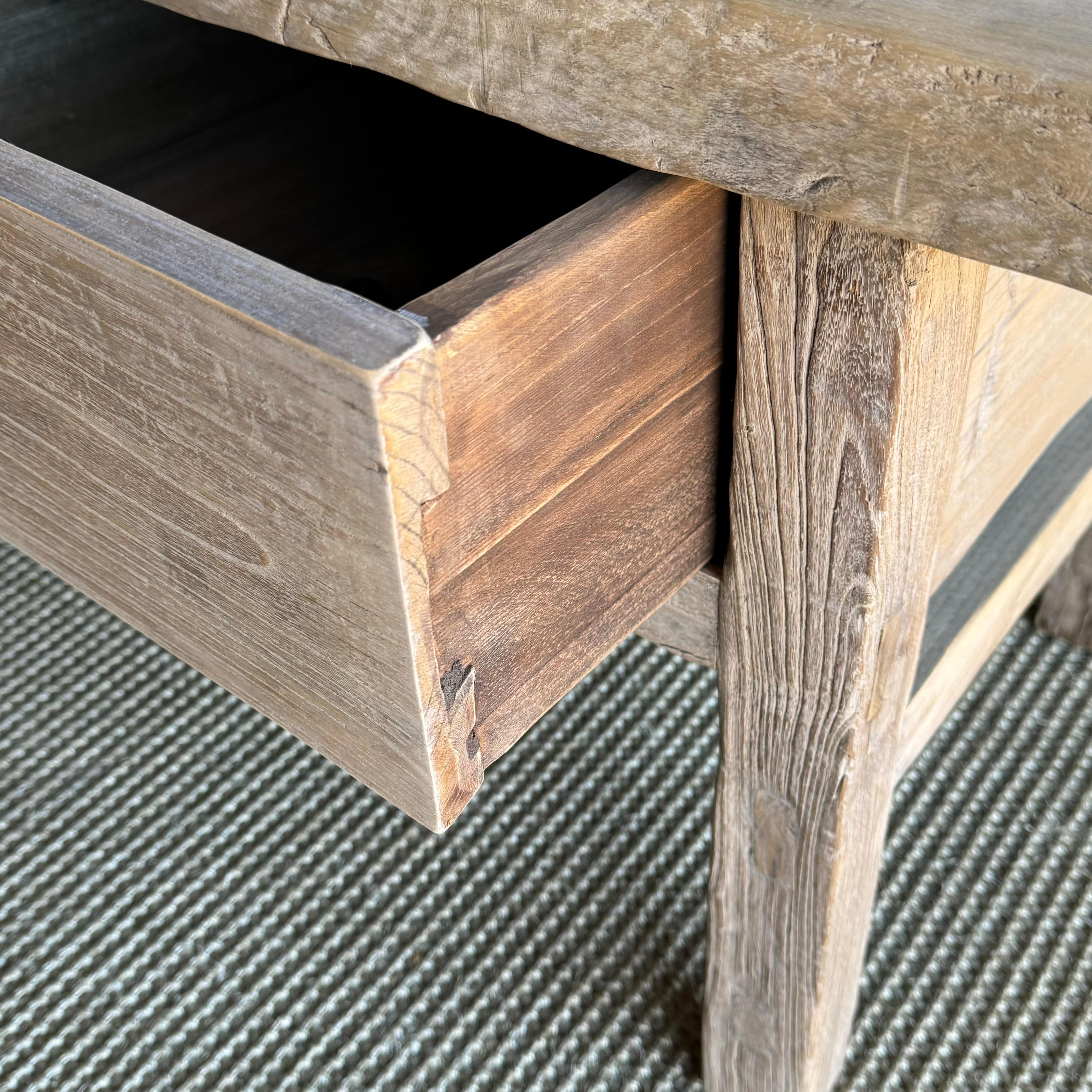 Vintage Elm Wood Coffee Table 3