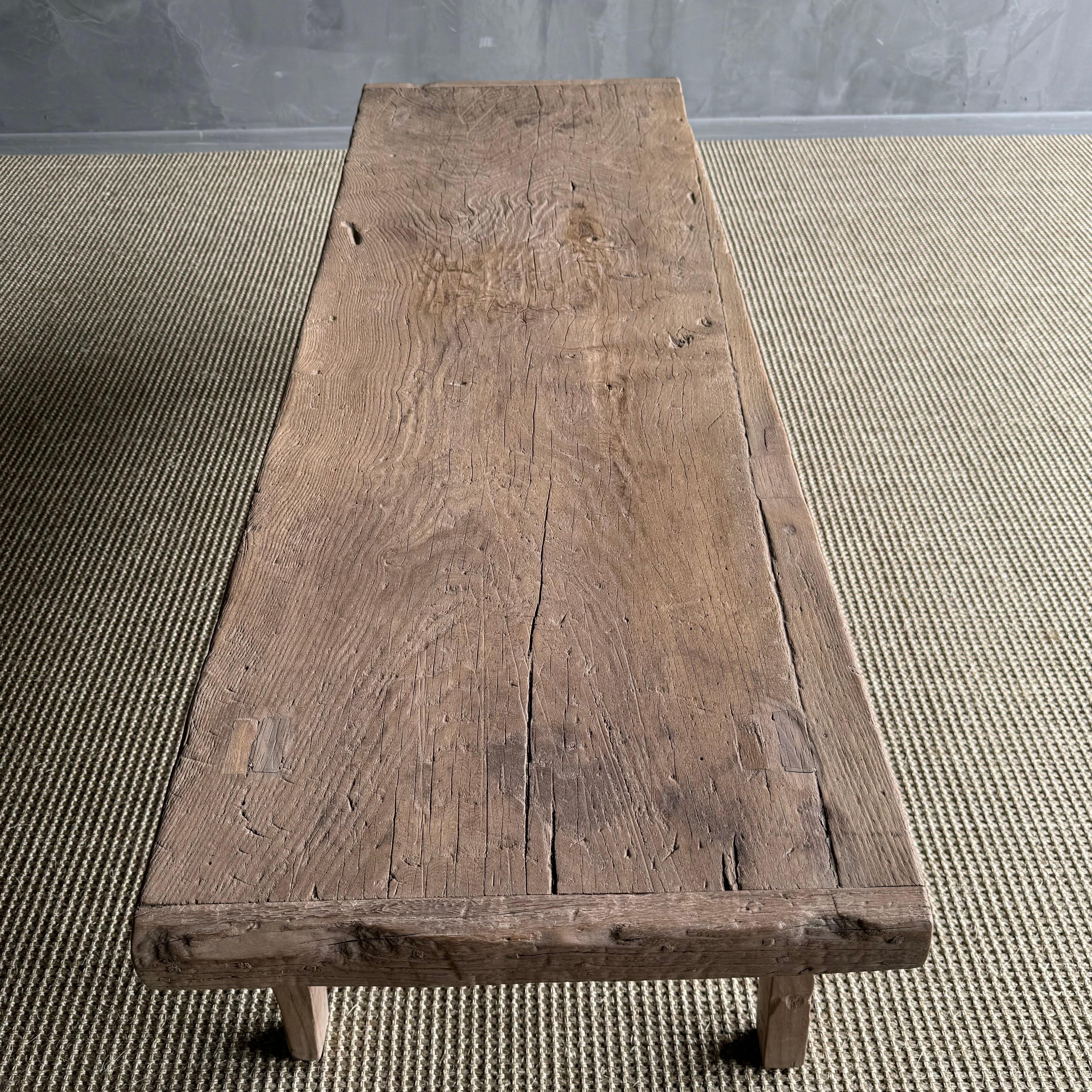 Vintage Ulme Holz Couchtisch 2