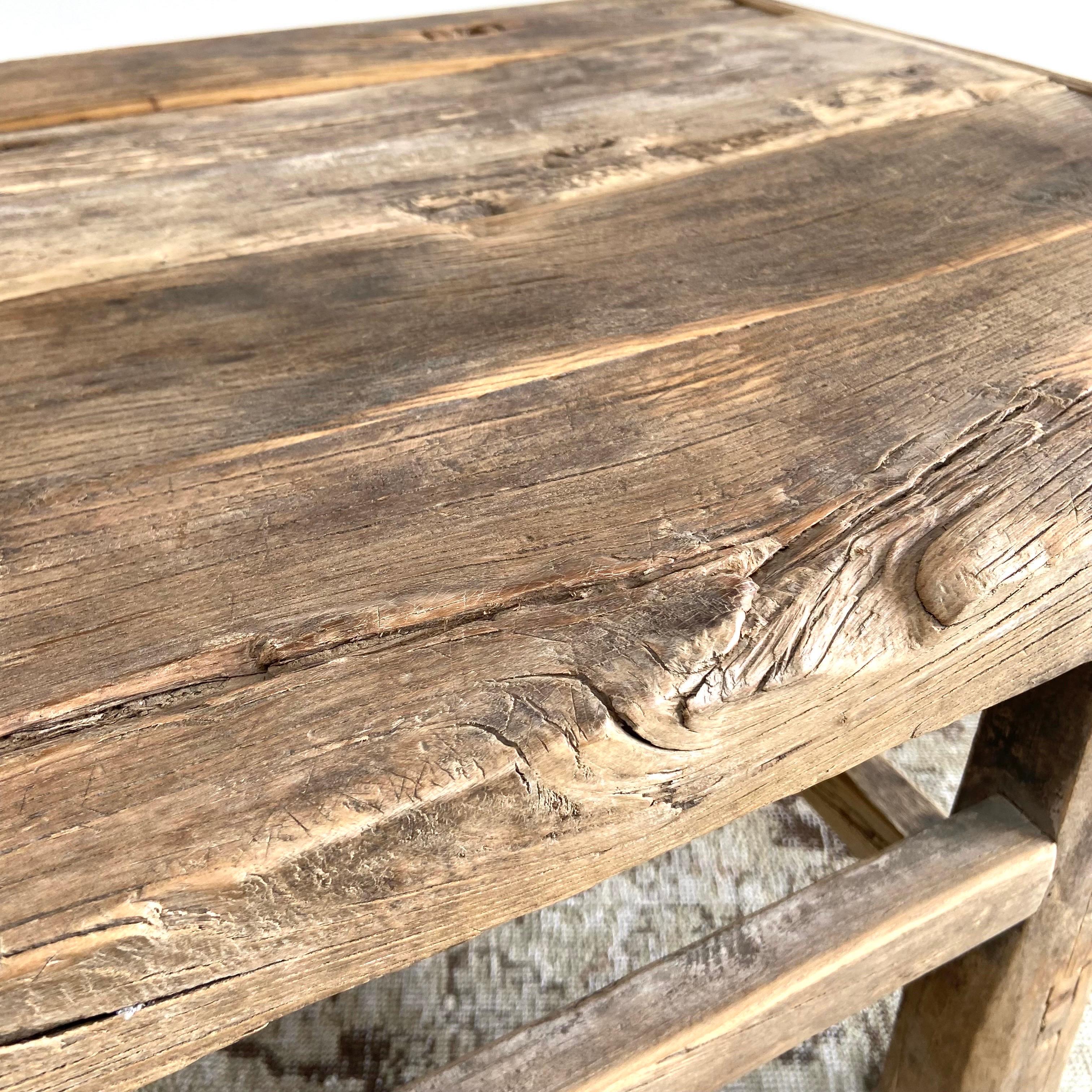 Vintage Elm Wood Coffee Table 5