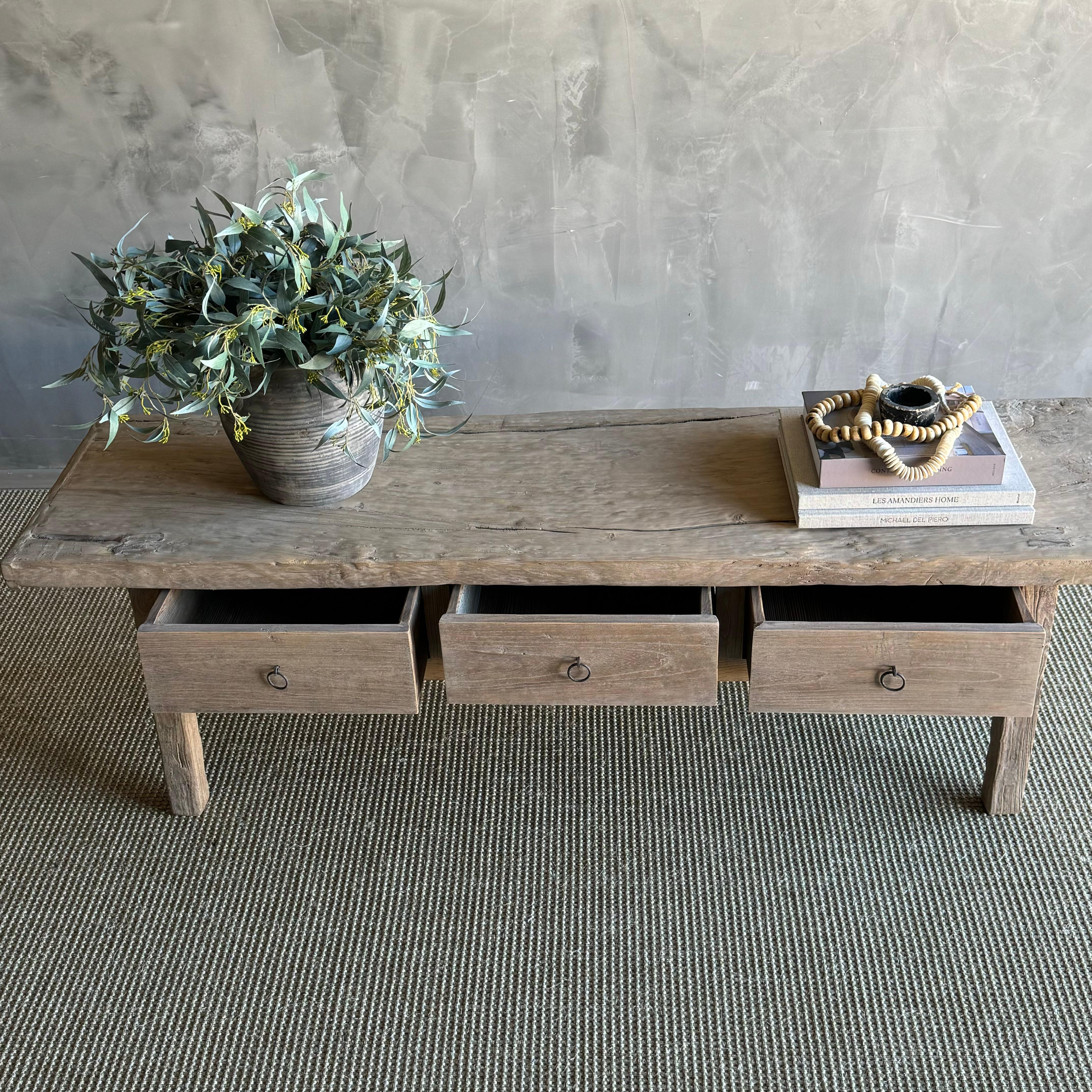 Vintage Elm Wood Coffee Table 4