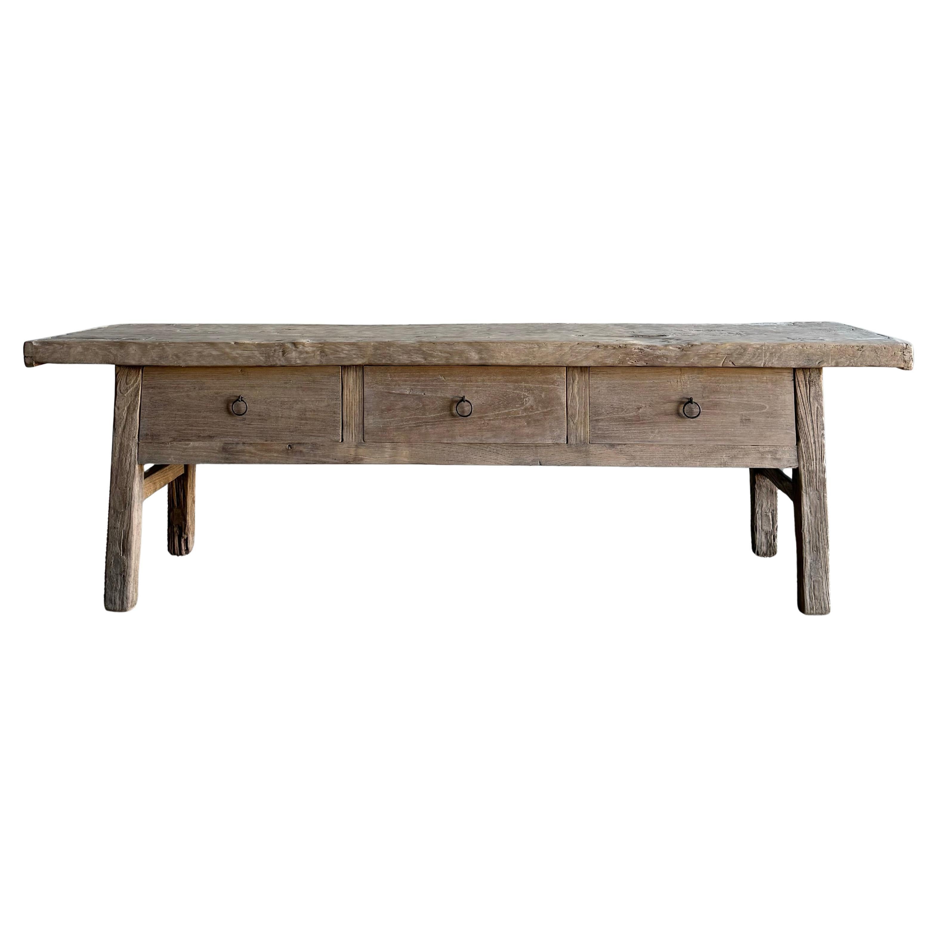 Vintage Elm Wood Coffee Table