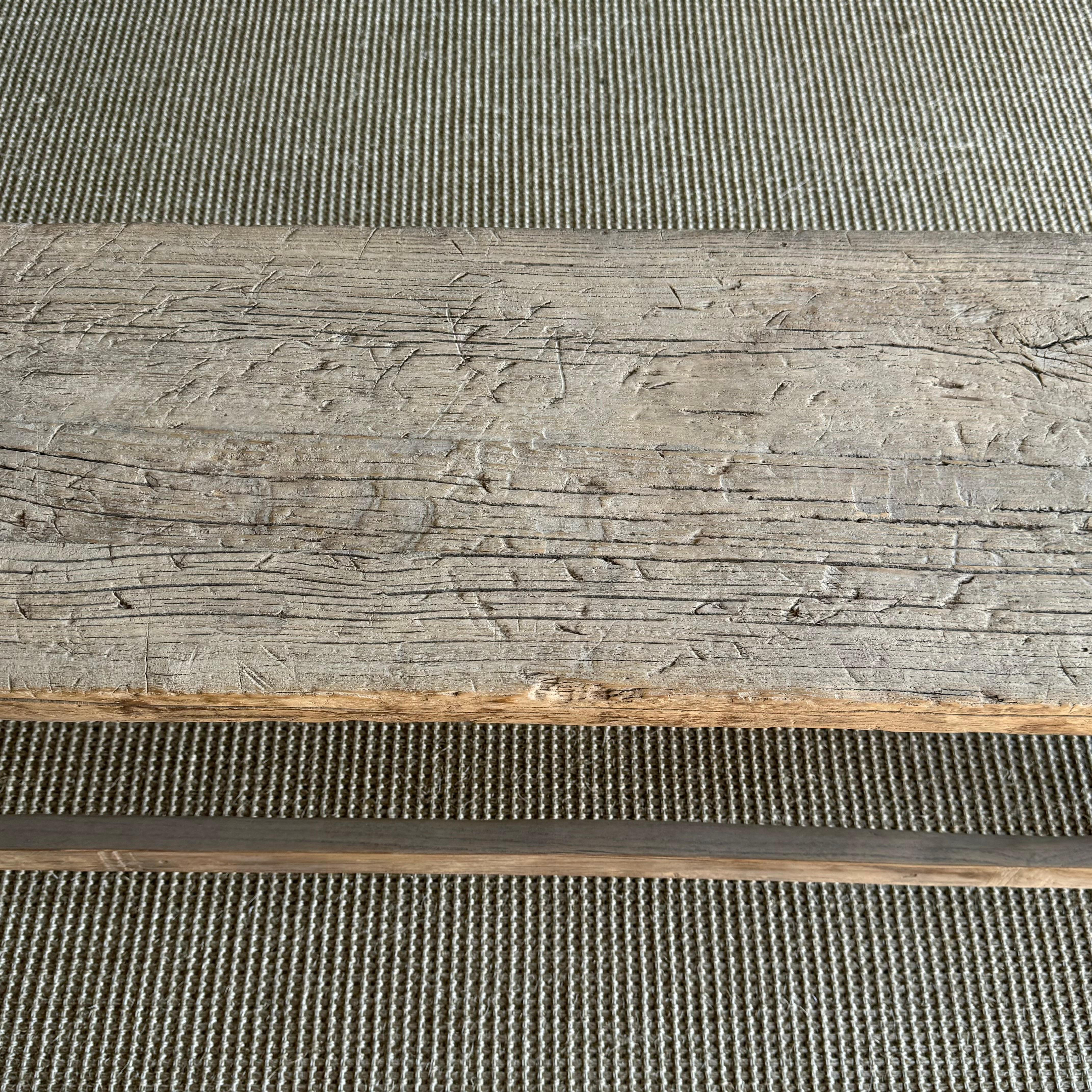 XX secolo Tavolino o panca in legno di olmo vintage da 82 pollici in vendita