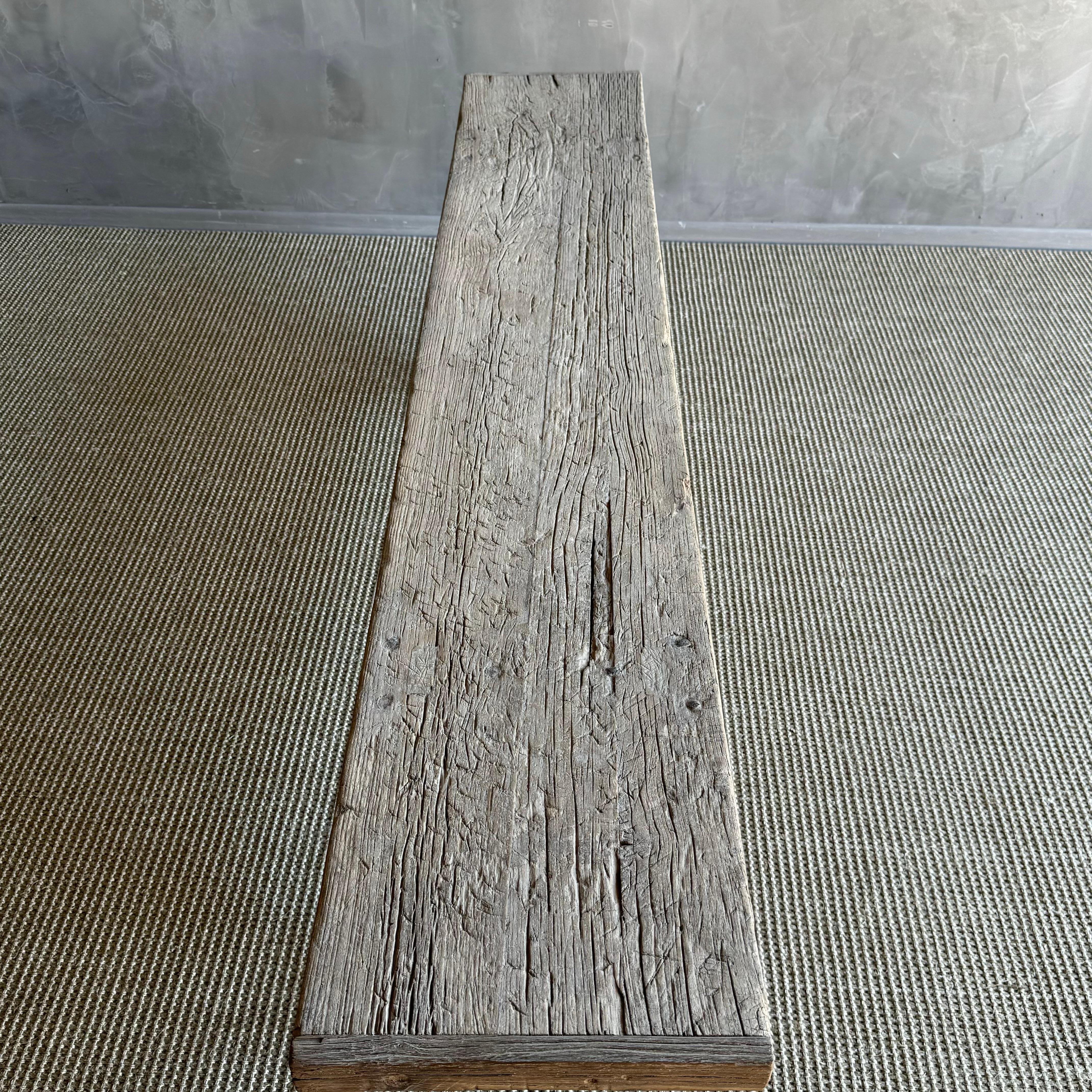 Tavolino o panca in legno di olmo vintage da 82 pollici in vendita 1
