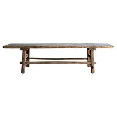 Vintage Elm Wood Coffee Table or Bench 82"