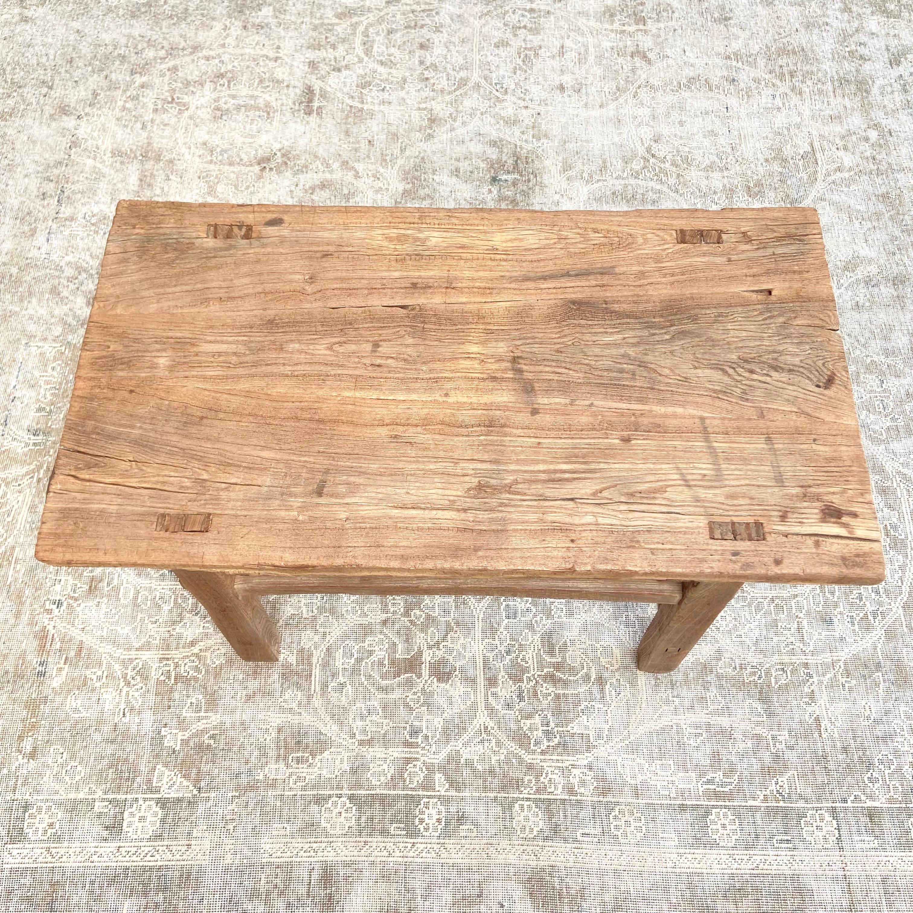 Vintage Elm Wood Coffee Table or Bench For Sale 7