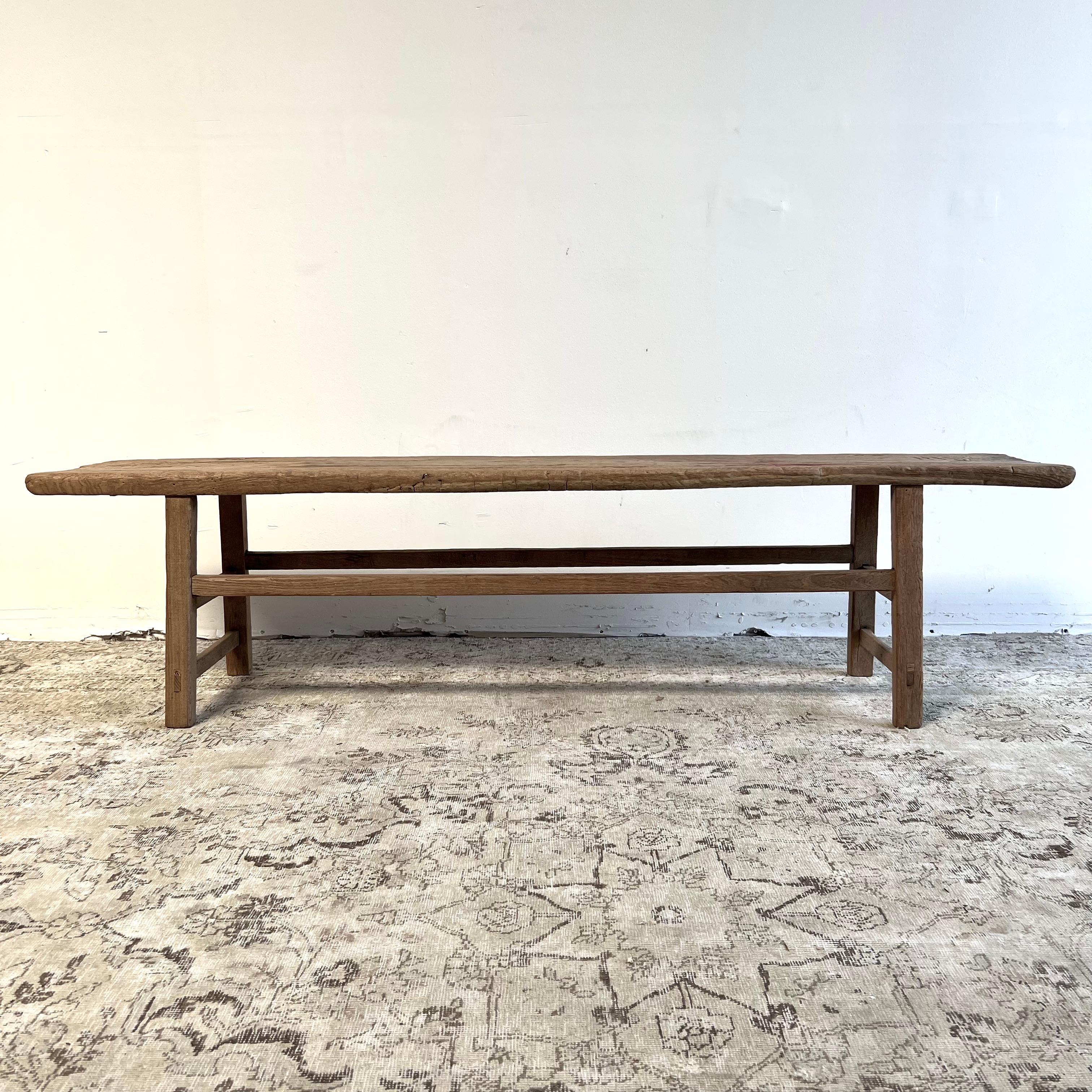 Vintage Elm Wood Coffee Table or Bench In Good Condition For Sale In Brea, CA