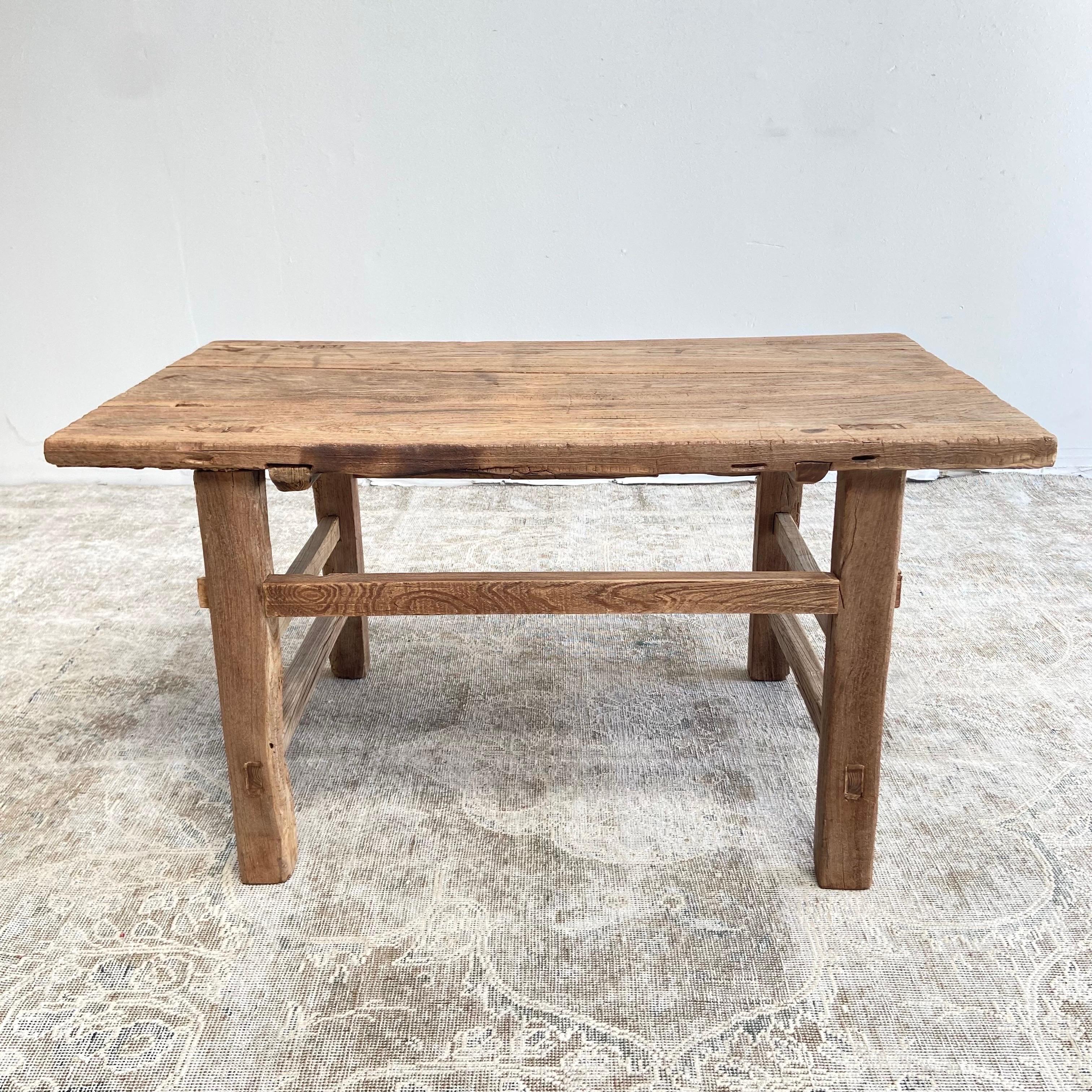 Vintage Elm Wood Coffee Table or Bench For Sale 2