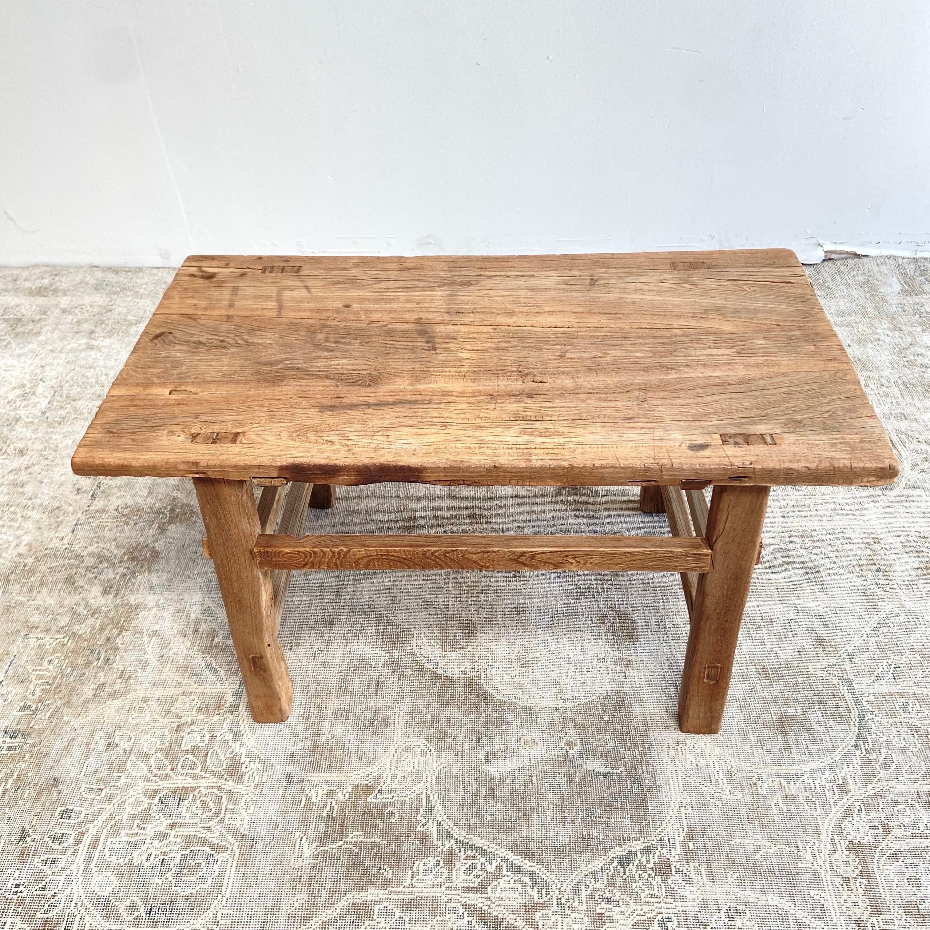 Vintage Elm Wood Coffee Table or Bench For Sale 3