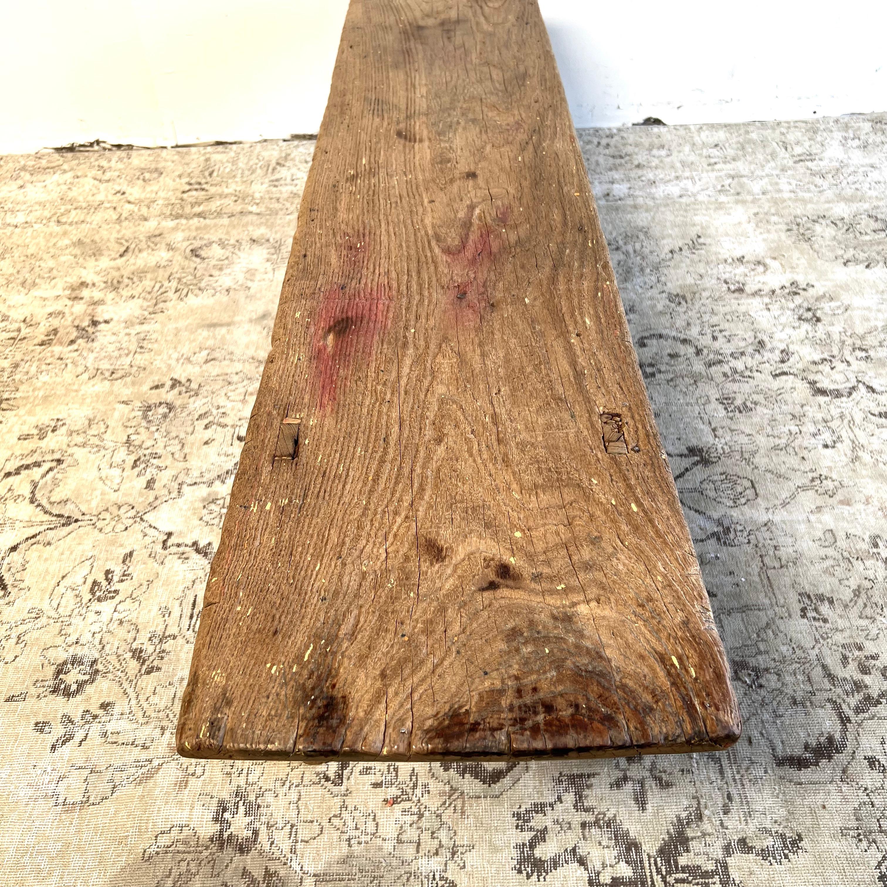 Vintage Elm Wood Coffee Table or Bench For Sale 4