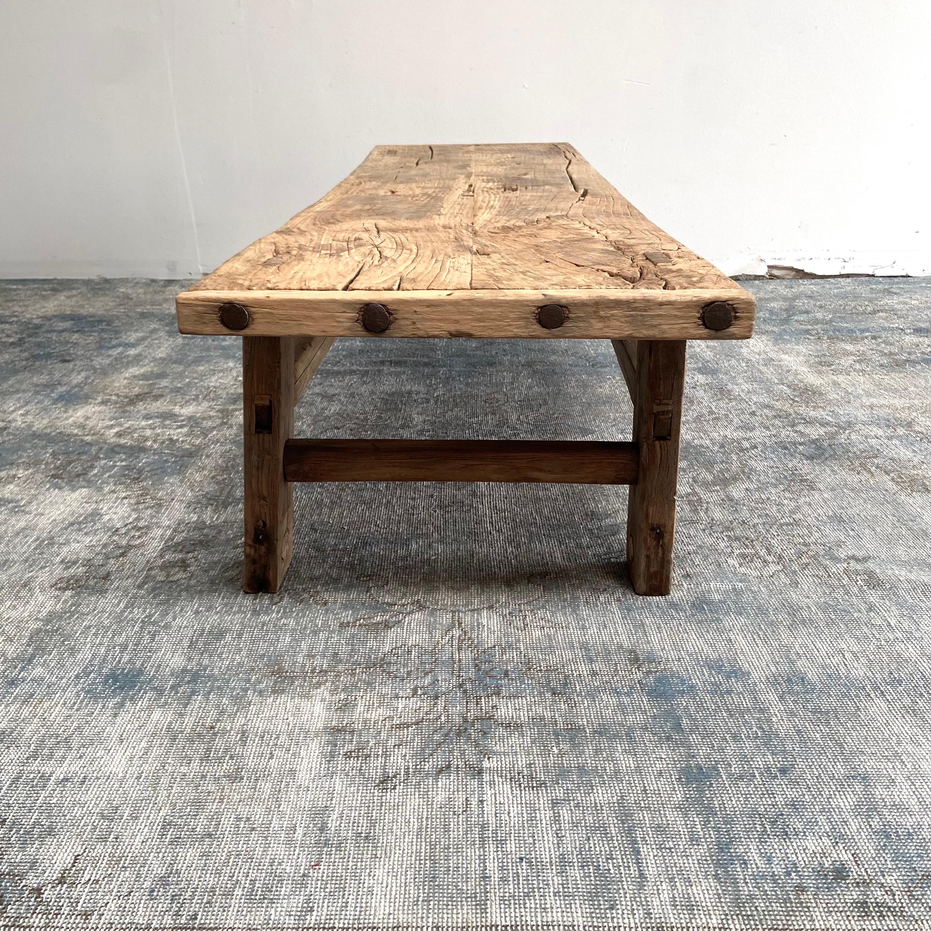 Vintage Elm Wood Coffee Table or Wide Seat Bench at 1stDibs | used ...