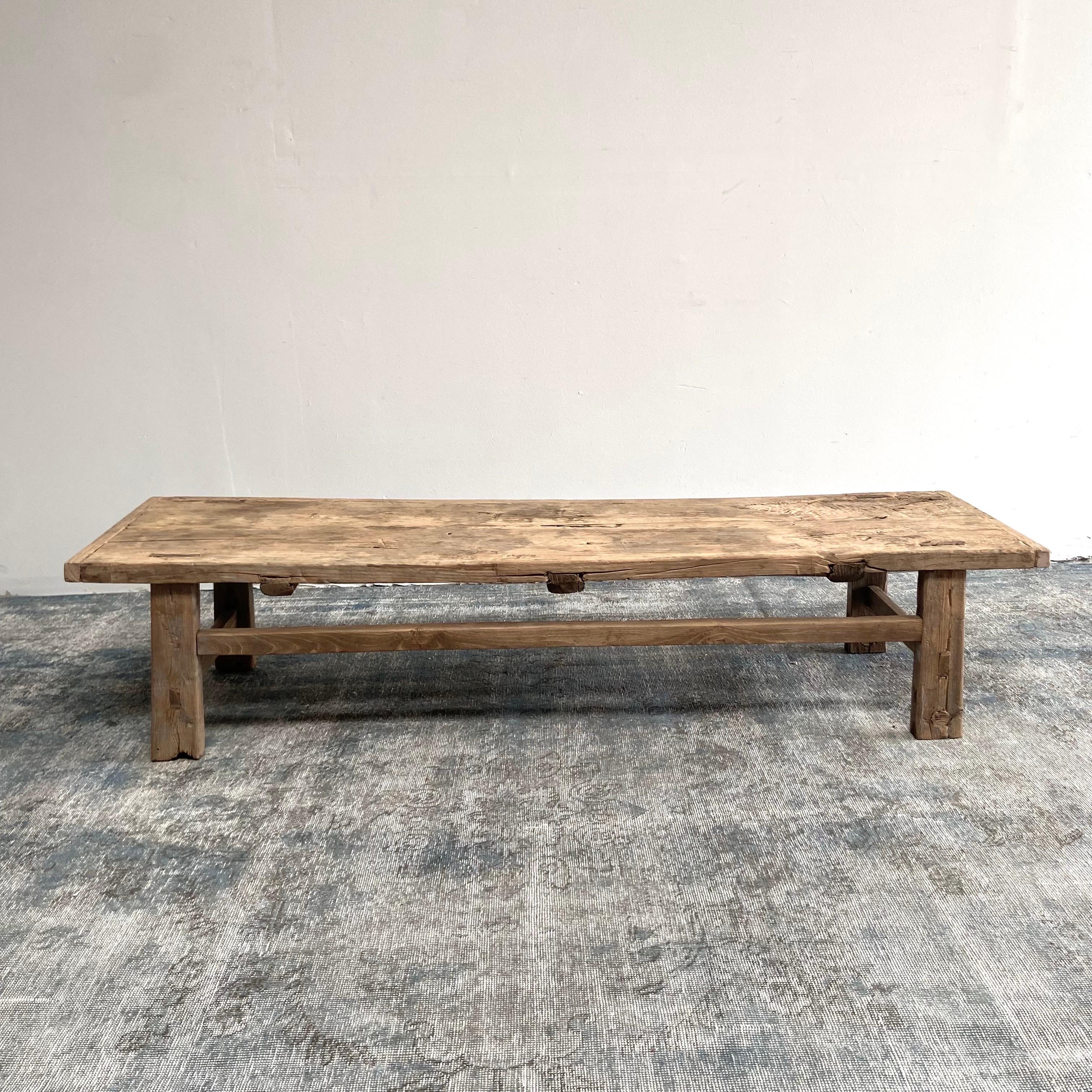 Vintage Elm Wood Coffee Table or Wide Seat Bench at 1stDibs | used ...