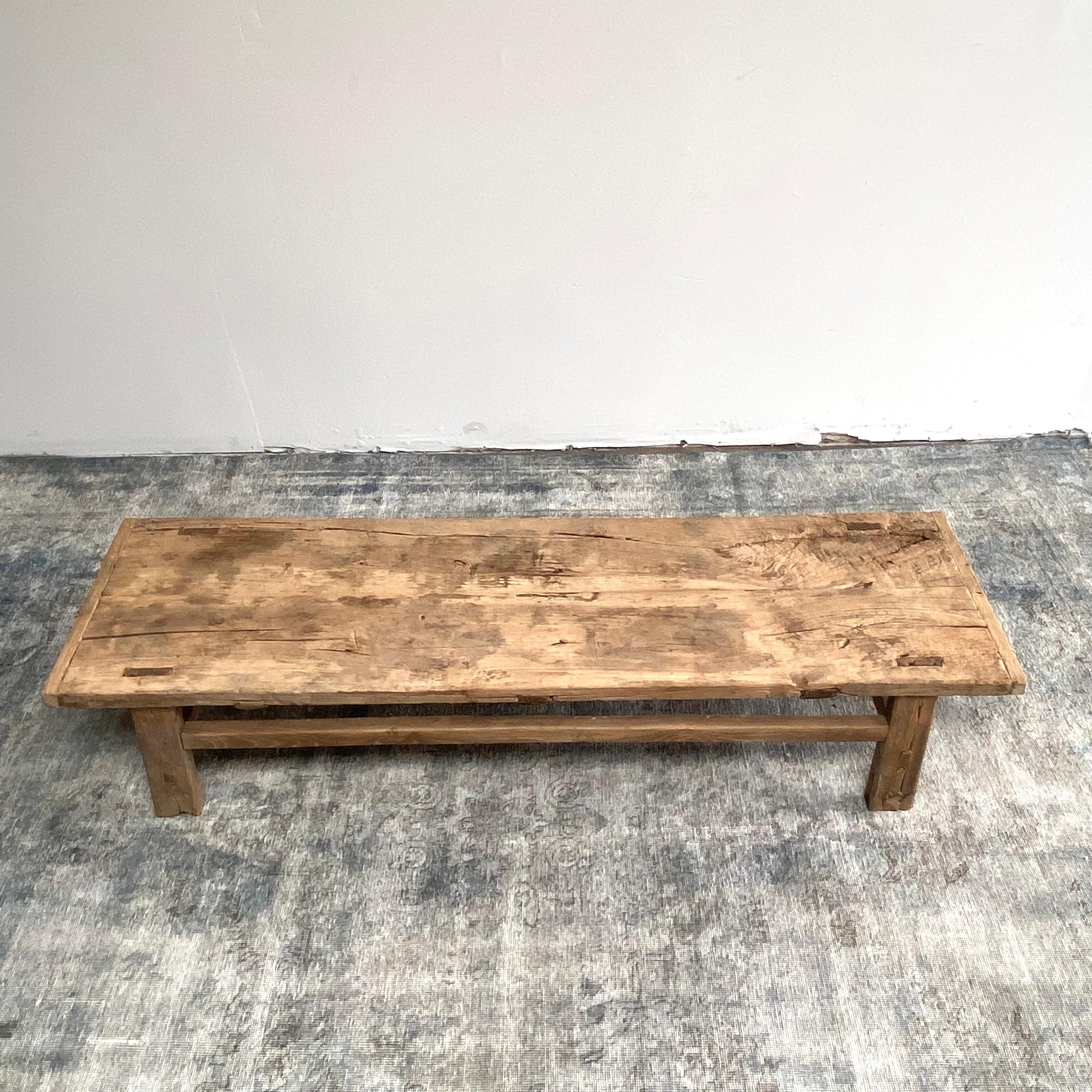Vintage Elm Wood Coffee Table or Wide Seat Bench at 1stDibs | used ...