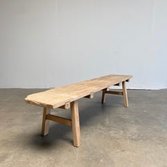 Vintage Elm Wood Coffee Table or Wide Seat Bench
