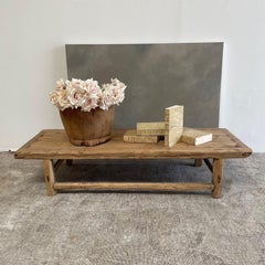 Vintage Elm Wood Coffee Table or Wide Seat Bench