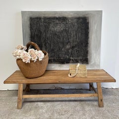 Vintage Elm Wood Coffee Table or Wide Seat Bench