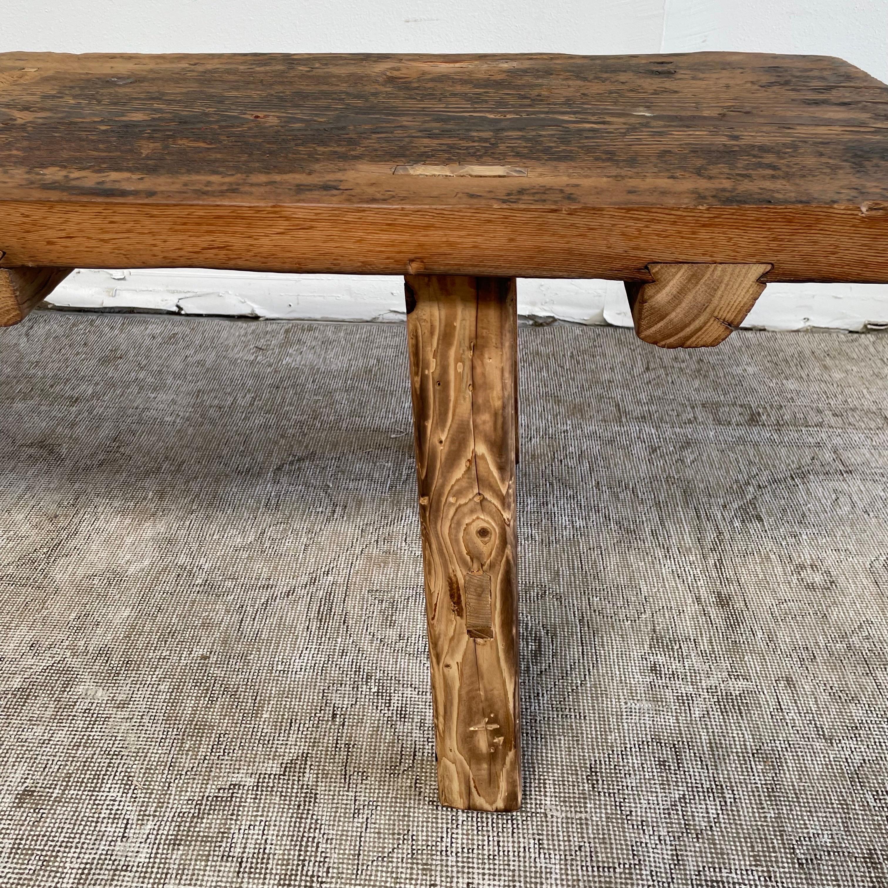Vintage Elm Wood Coffee Table or Wide Seat Bench 2