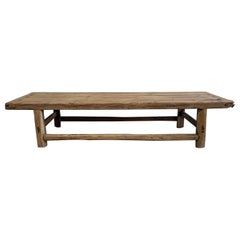 Vintage Elm Wood Coffee Table or Wide Seat Bench