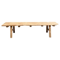 Vintage Elm Wood Coffee Table or Wide Seat Bench